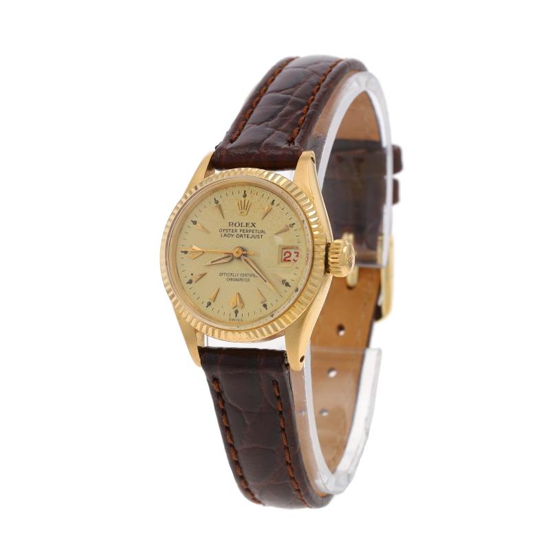 Rolex 1958 Lady-Datejust Watch 6517 - Yellow Gold 18k Automatic One Year In Excellent Condition For Sale In Greensboro, NC