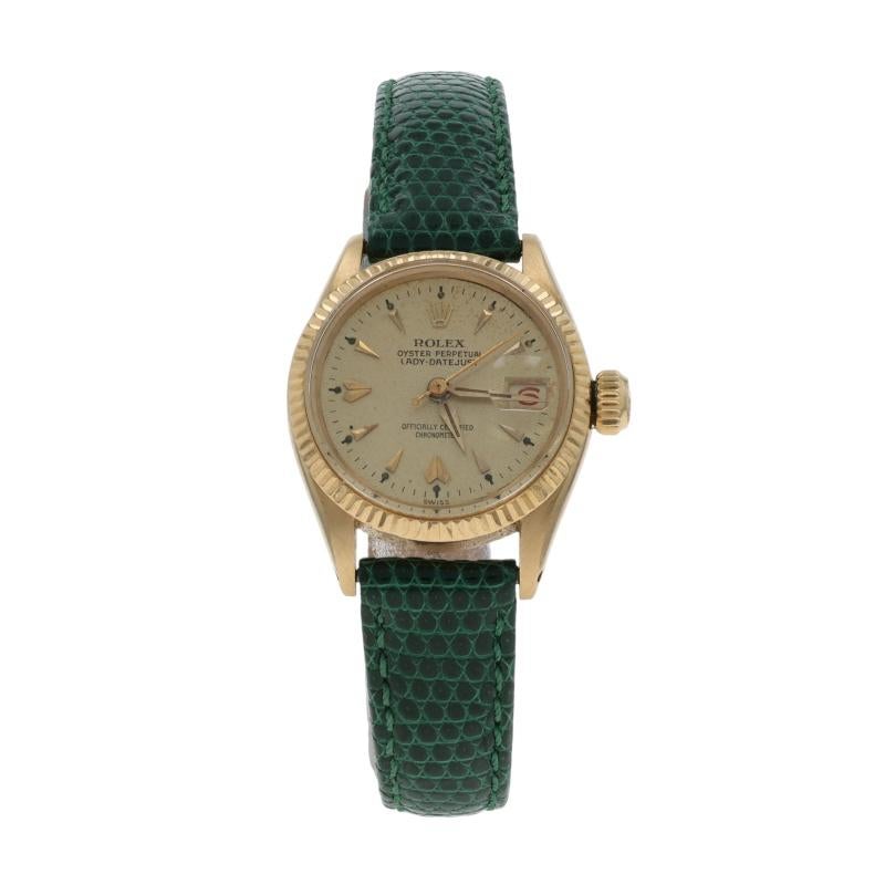 Marchio: Rolex
Modello: Lady-Datejust
Model No.: 6517
Movimento: Automatico
Garanzia: Un anno
Anno: 1958
Fabbricante del movimento: Svizzero
Colore del quadrante: Champagne

Contenuto del metallo: Oro giallo 18k

Informazioni sul materiale
Vera