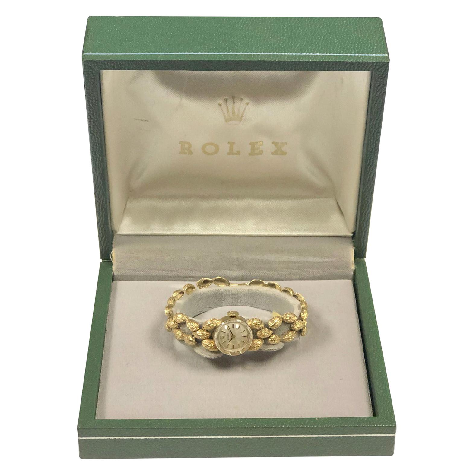 Rolex 1960s Yellow Gold Ladies Mechanical Bracelet Wristwatch