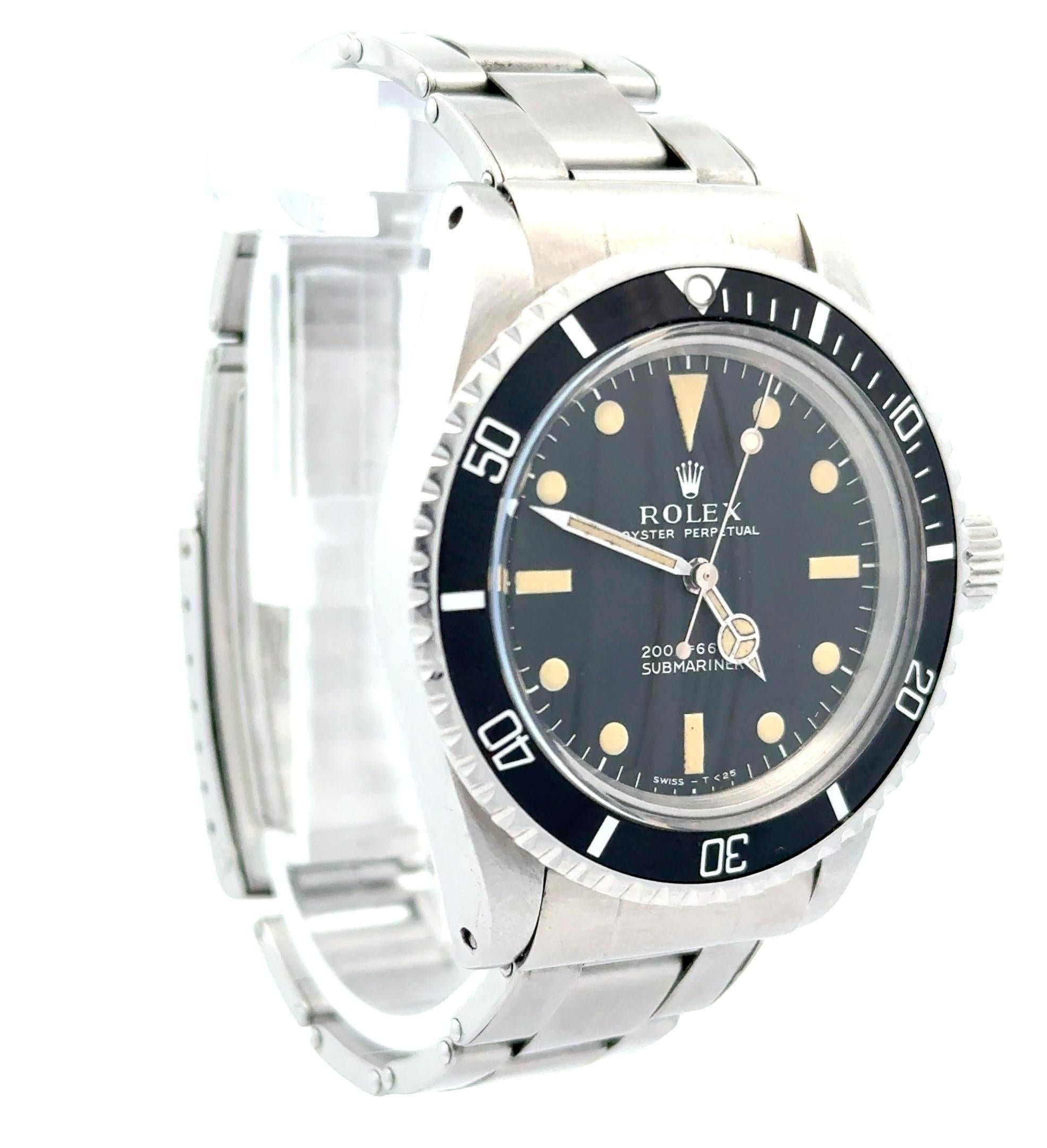 Rolex 1967 Submariner Ref 5513 Rivet Bracelet Meter First Dial Watch For Sale 1