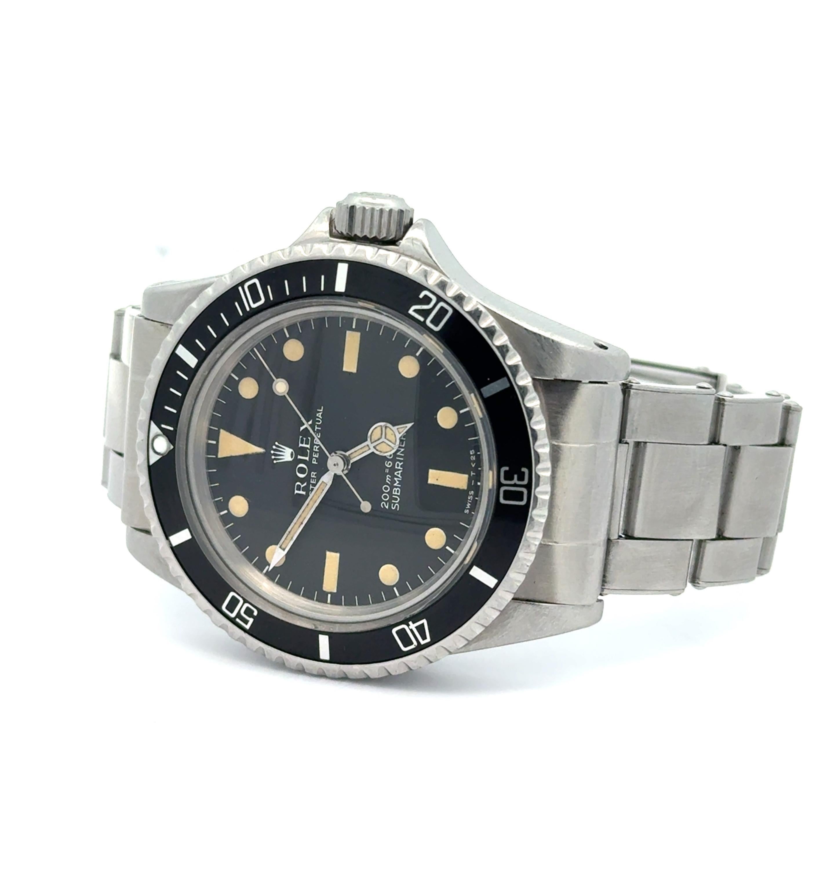 Rolex 1967 Submariner Ref 5513 Rivet Bracelet Meter First Dial Watch For Sale 3