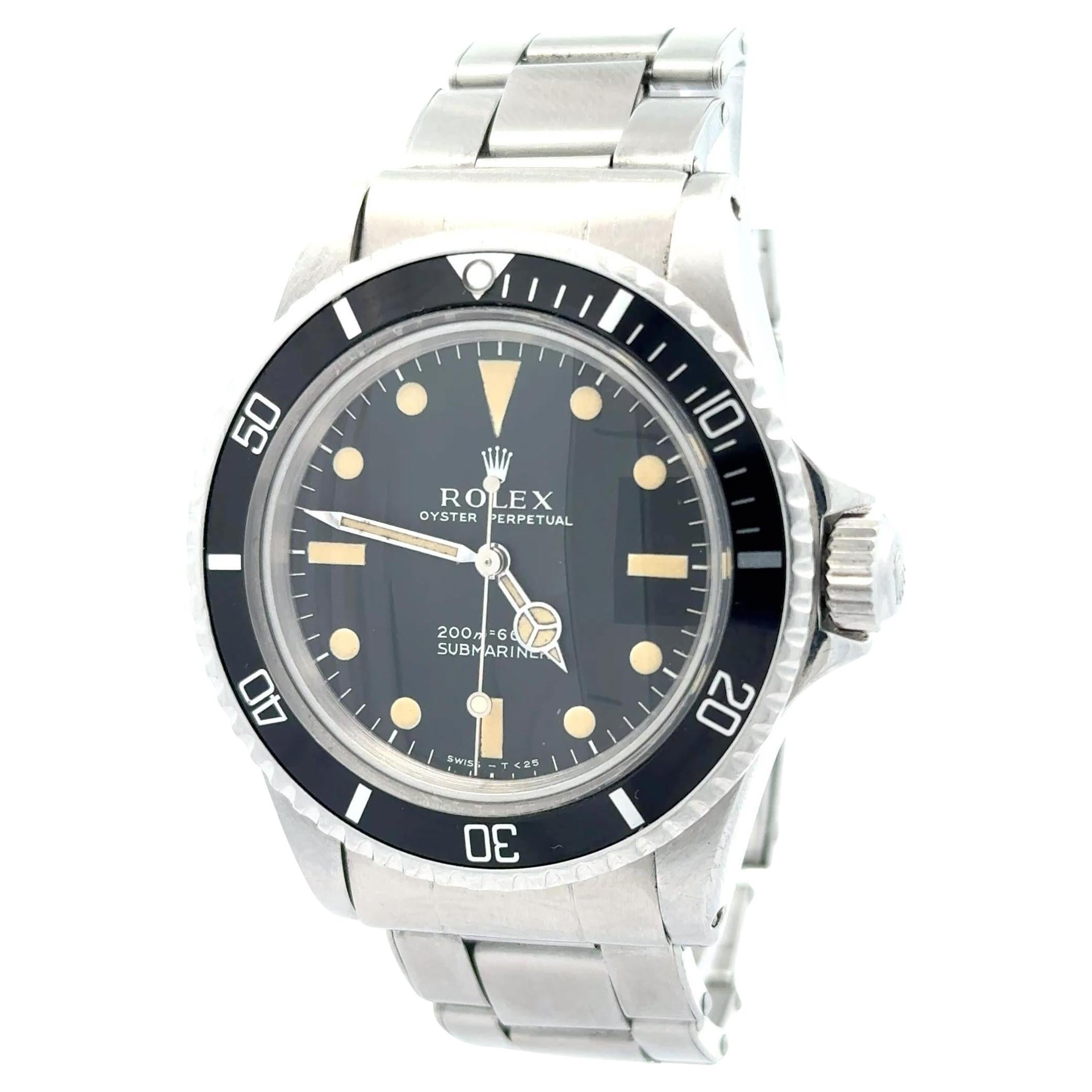 Rolex 1967 Submariner Ref 5513 Rivet Bracelet Meter First Dial Watch For Sale