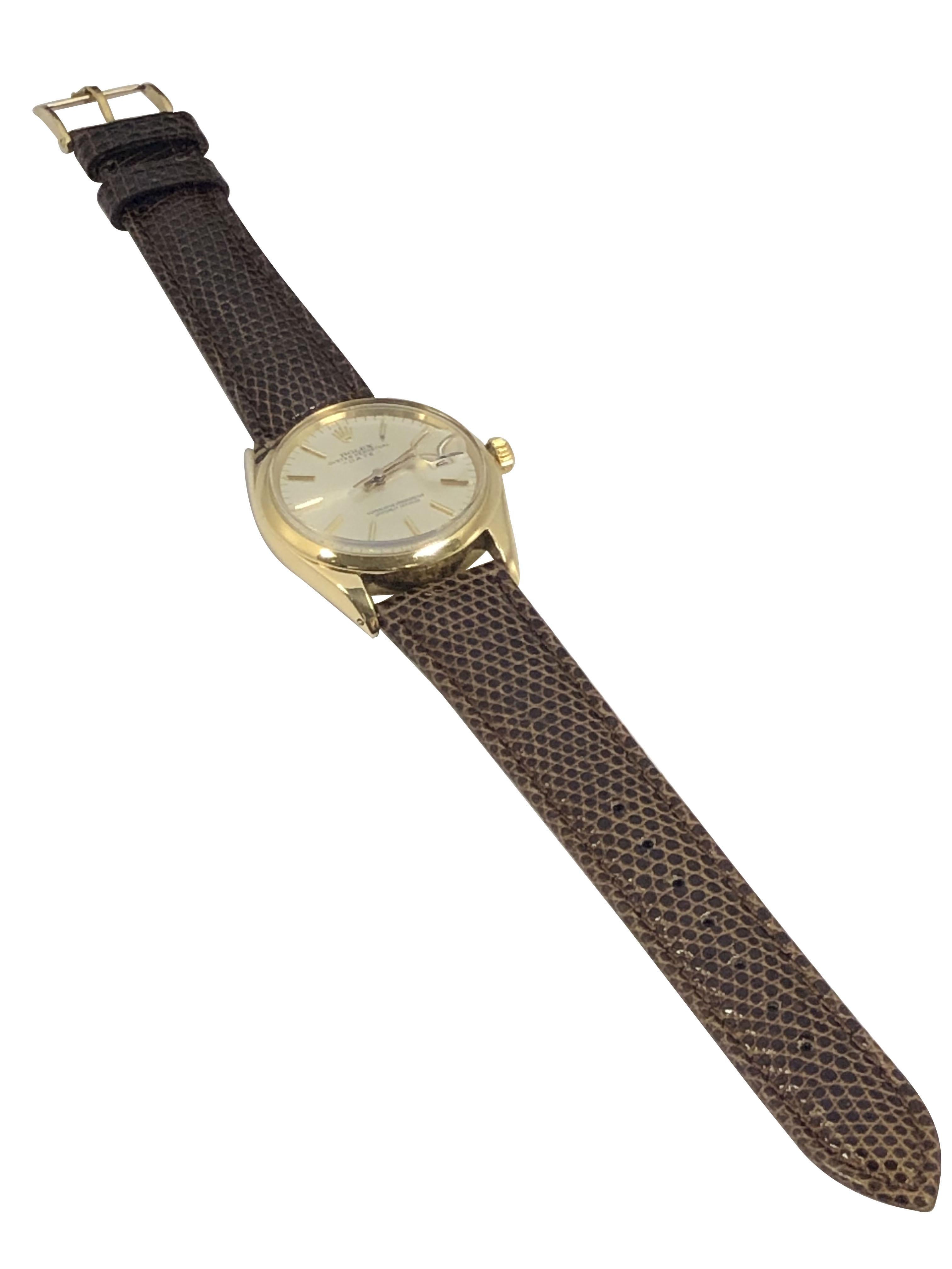 Rolex 1970er Jahre Ref 1503 Gold Automatik-Armbanduhr „Date“ im Angebot 2