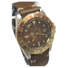 Rolex 1975 GMT Root Beer Gold and Steel Wrist Watch