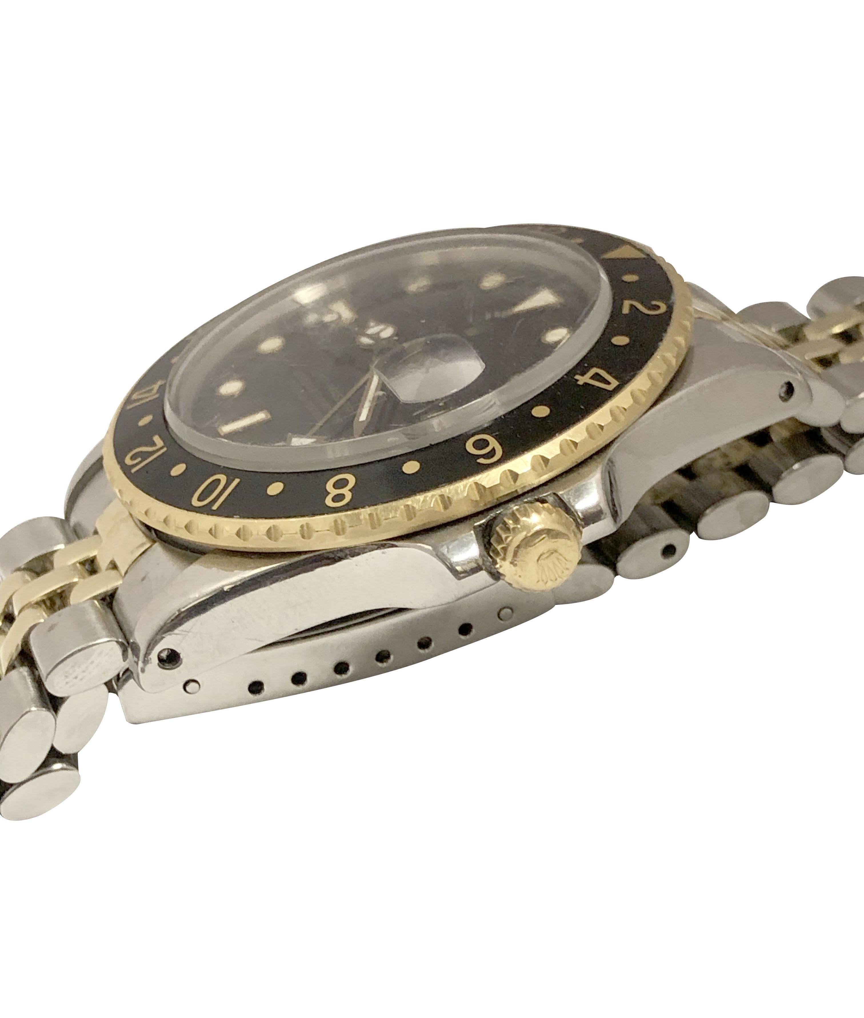 Rolex 1987 Referenz 16753 GMT Master Armbanduhr aus Gold und Stahl im Zustand „Hervorragend“ in Chicago, IL