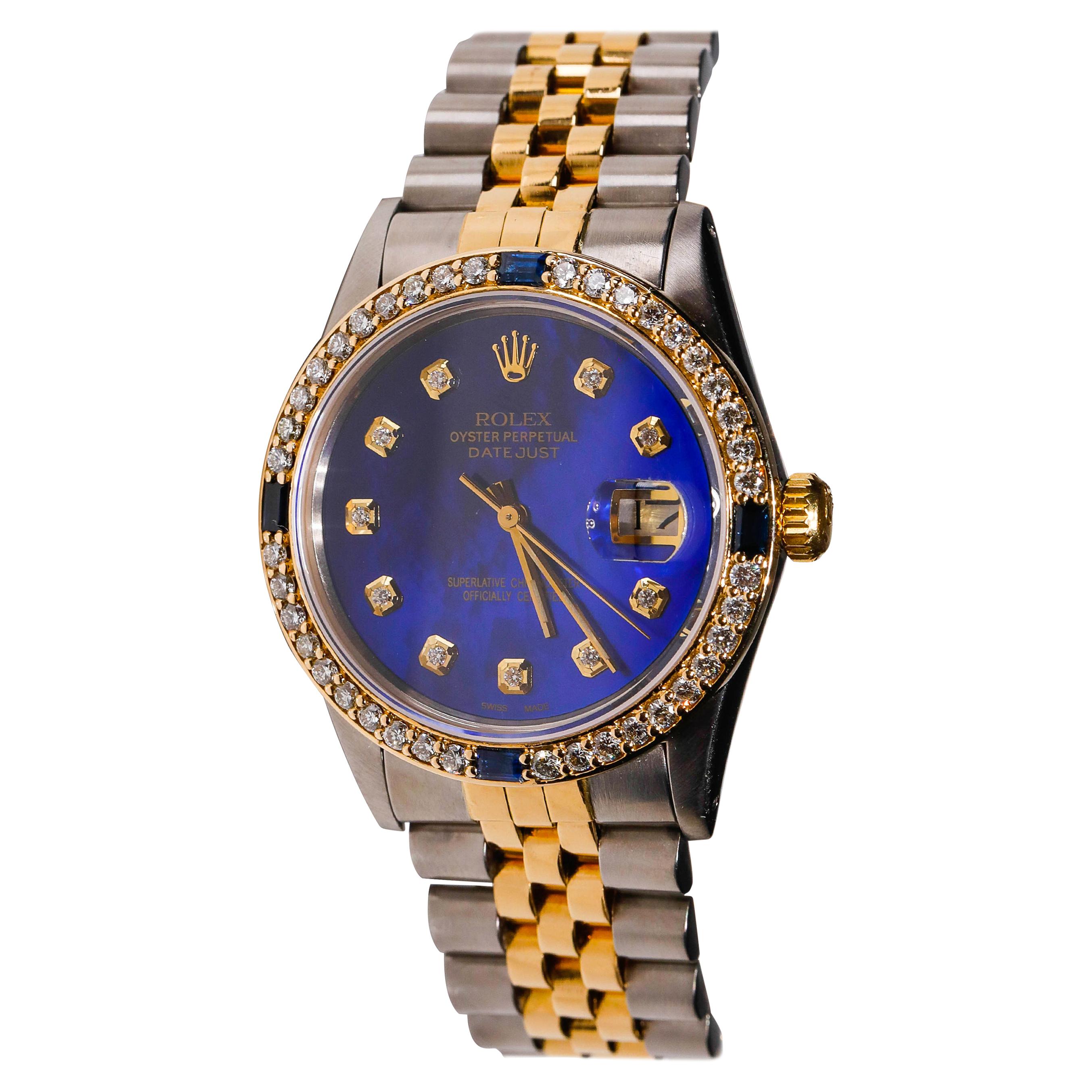 Rolex 2-Tone Datejust Mother of Pearl and Diamonds Automatic Dial 18k Gold Watch