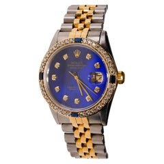 Rolex Montre Datejust en or 18 carats avec cadran automatique en nacre et diamants, 2 tons