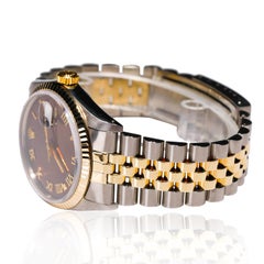 Rolex 2-Tone Stainless Steel Datejust Brown Roman Numerals Automatic Wristwatch