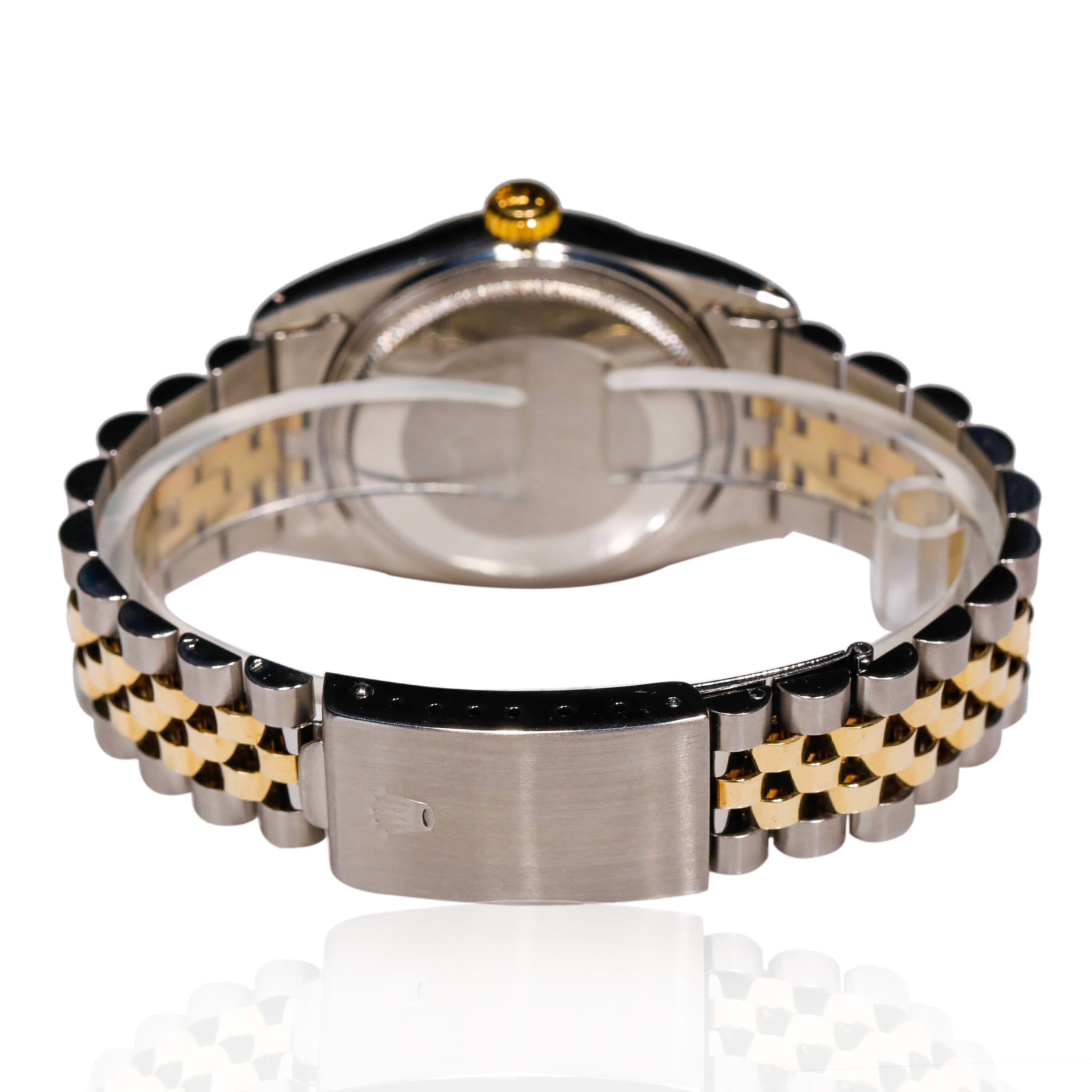 Rolex 2-Tone Stainless Steel Datejust Brown Roman Numerals Automatic Wristwatch Pour hommes en vente