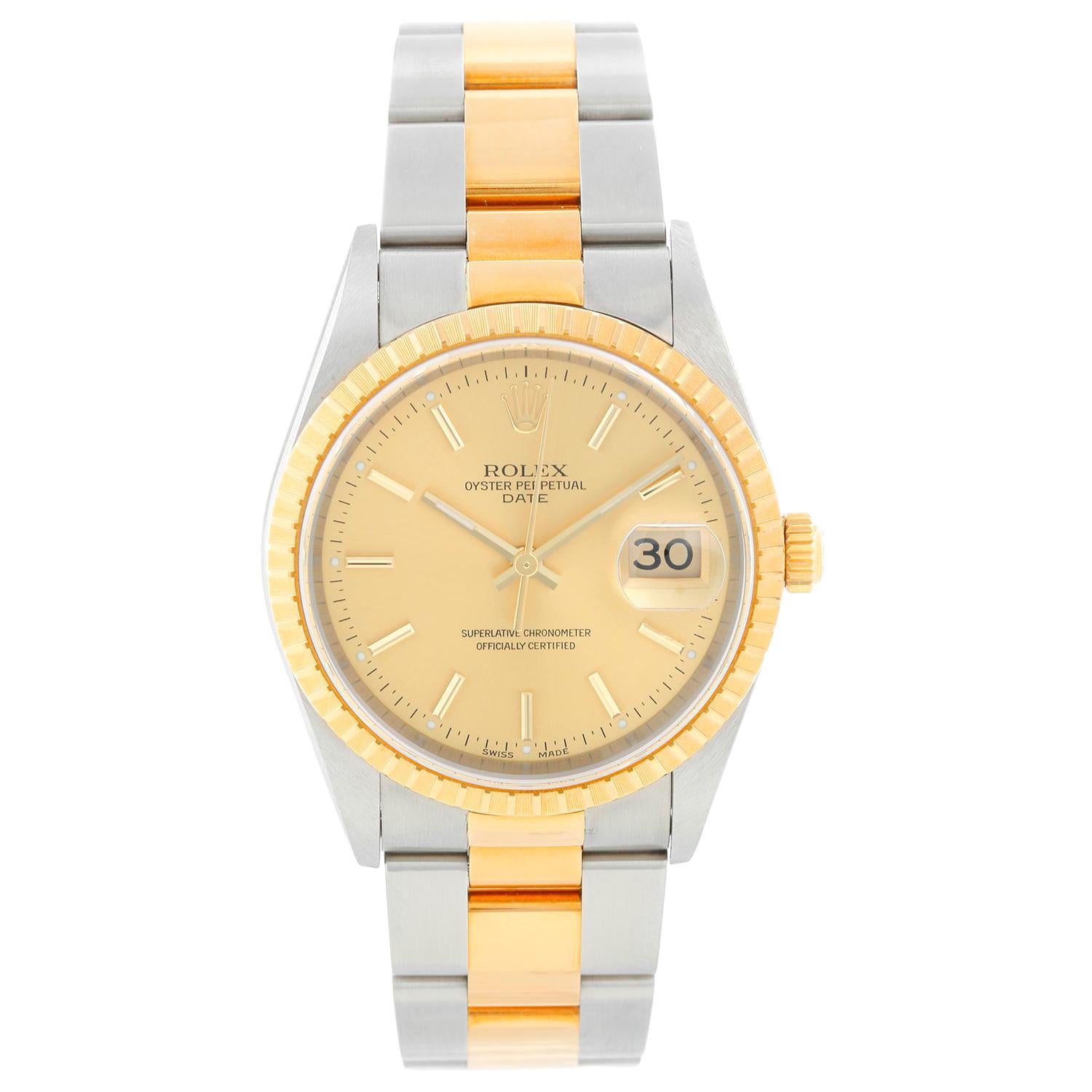 Rolex 2-Tone Steel Gold Date Men's/Ladies Watch 15223