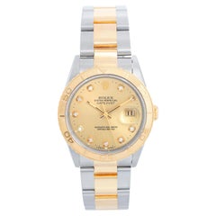 Vintage Rolex 2-Tone Turnograph Men's Steel & Gold Watch Champagne Dial 16263