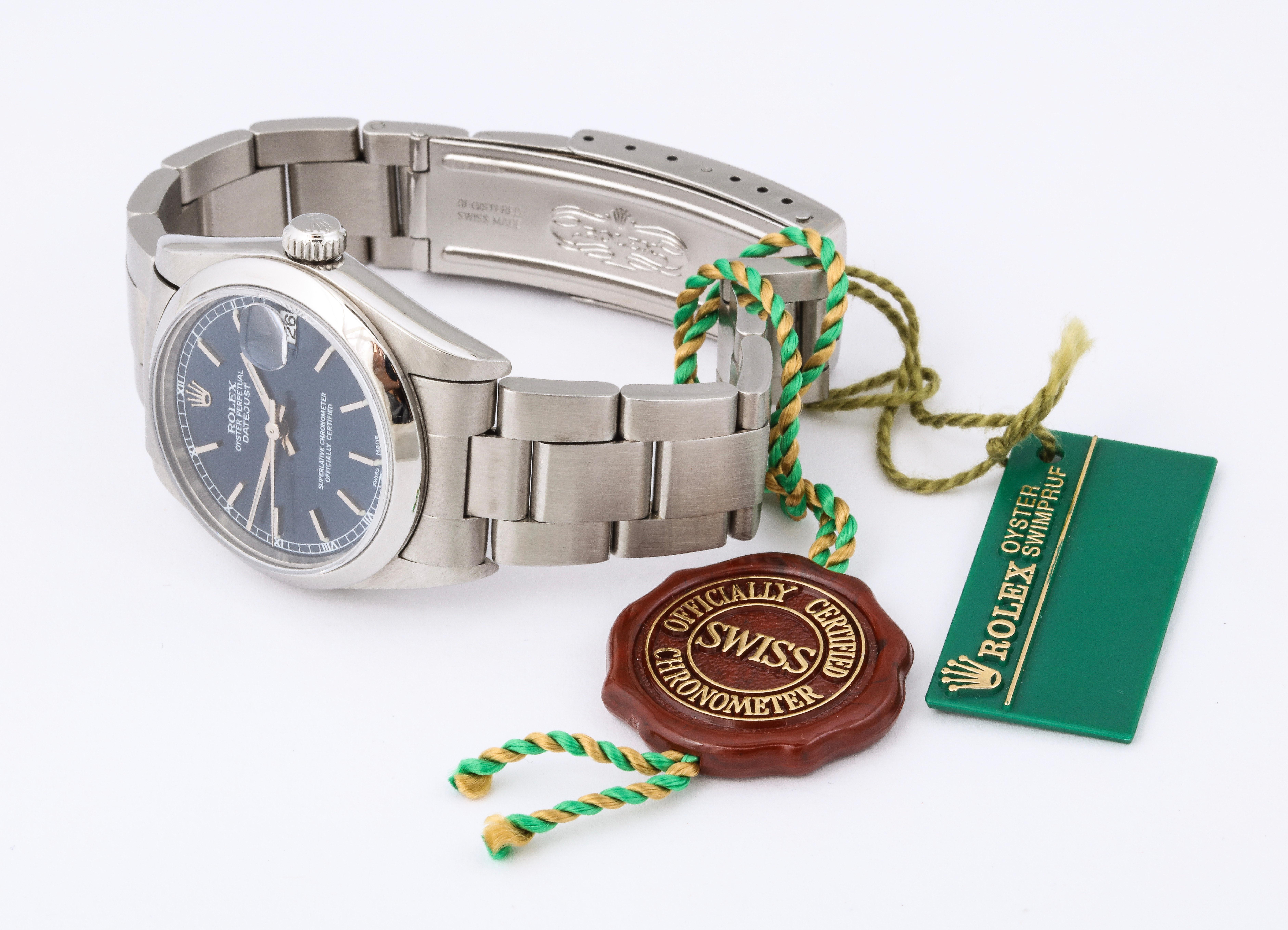 Rolex 2003 Full Set Mint Condition Midsize Datejust Blaue Zifferblattuhr in voller Ausführung 6