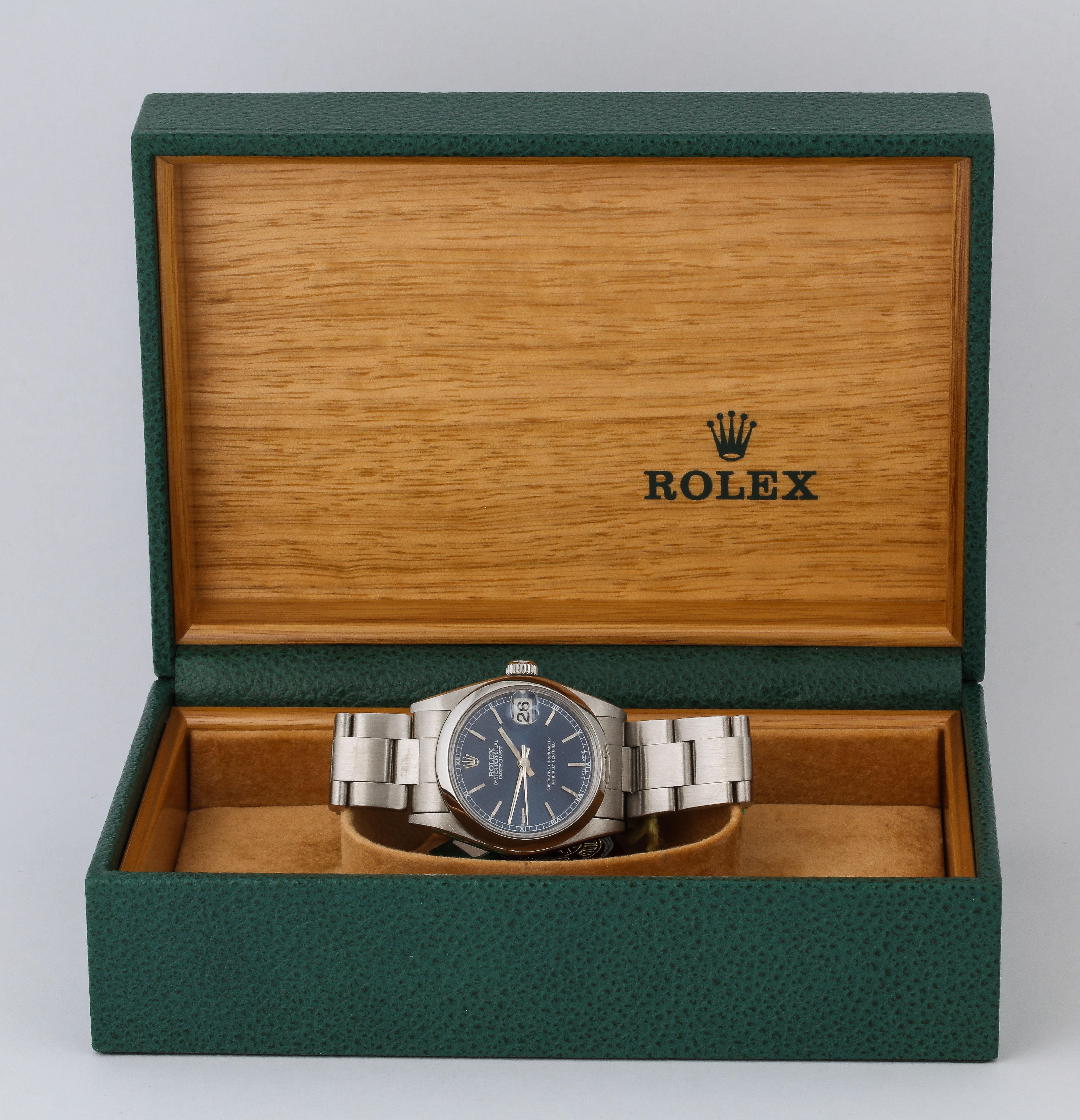 Rolex 2003 Full Set Mint Condition Midsize Datejust Blaue Zifferblattuhr in voller Ausführung 7