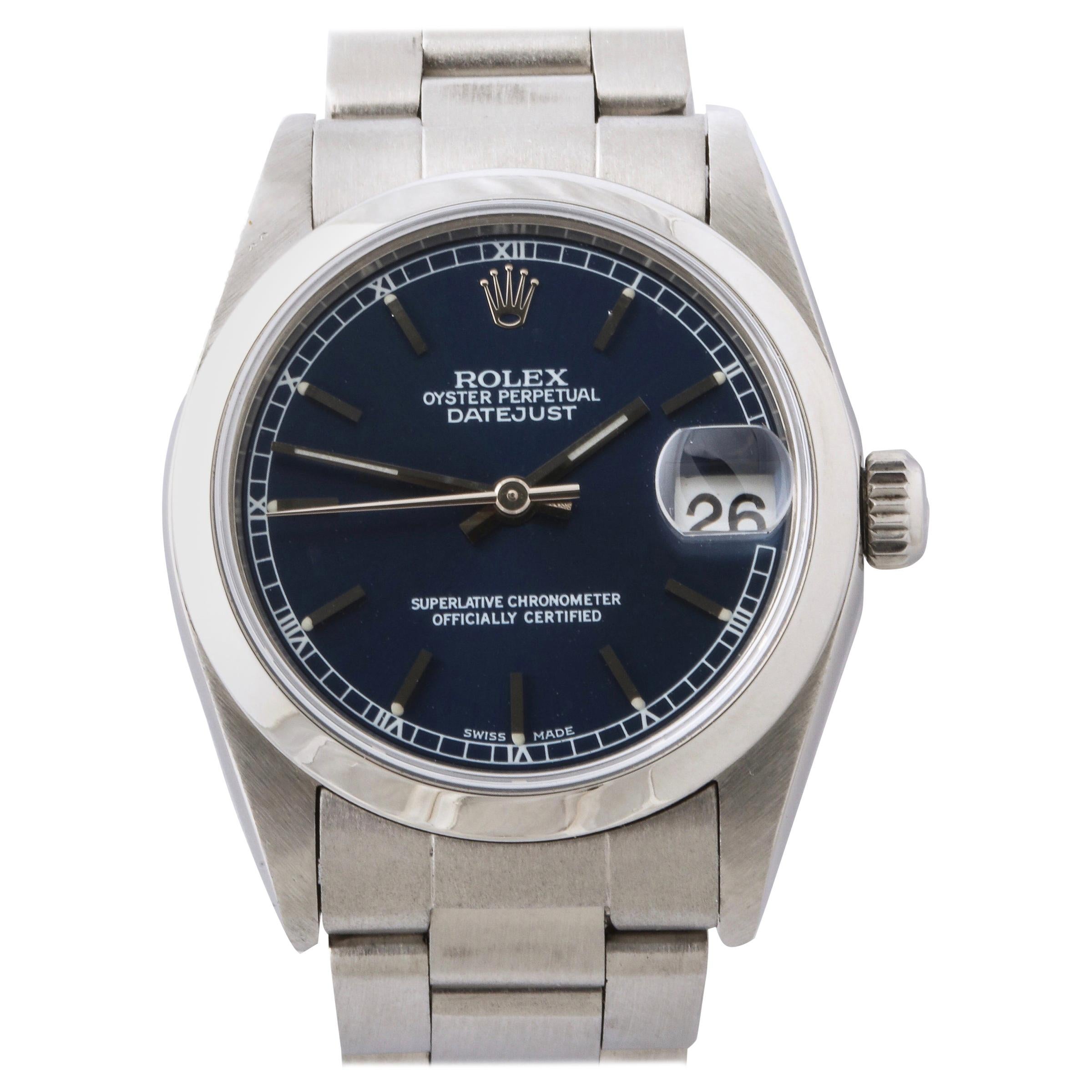 Rolex 2003 Full Set Mint Condition Midsize Datejust Blaue Zifferblattuhr in voller Ausführung