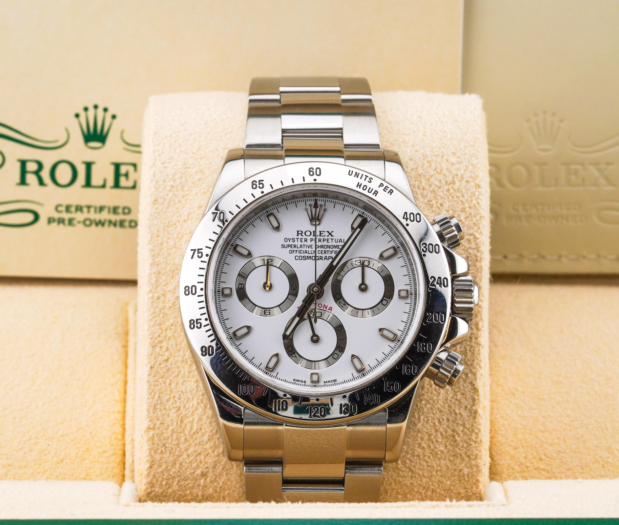 Rolex 2015 Daytona - 116520 Stainless 40mm White Dial Watch w/ Box and Papers For Sale 6