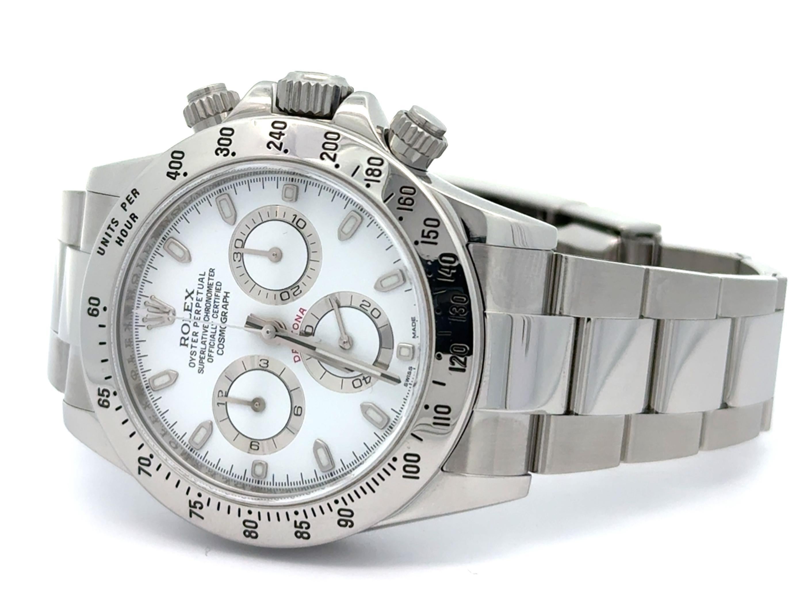 Rolex 2015 Daytona - 116520 Stainless 40mm White Dial Watch w/ Box and Papers For Sale 1