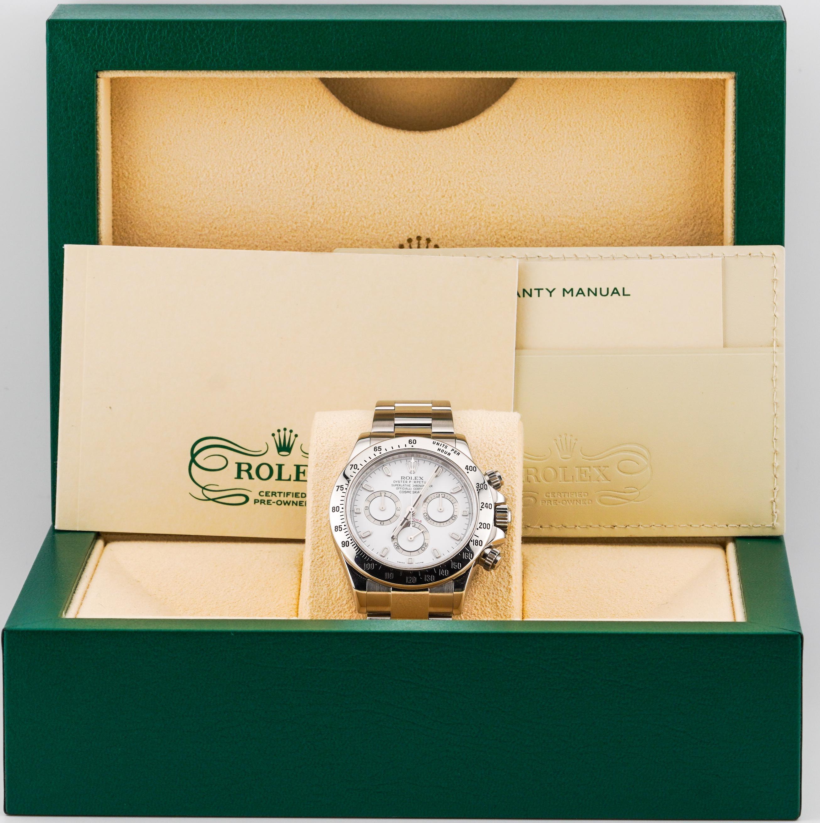 Rolex 2015 Daytona - 116520 Stainless 40mm White Dial Watch w/ Box and Papers For Sale 5