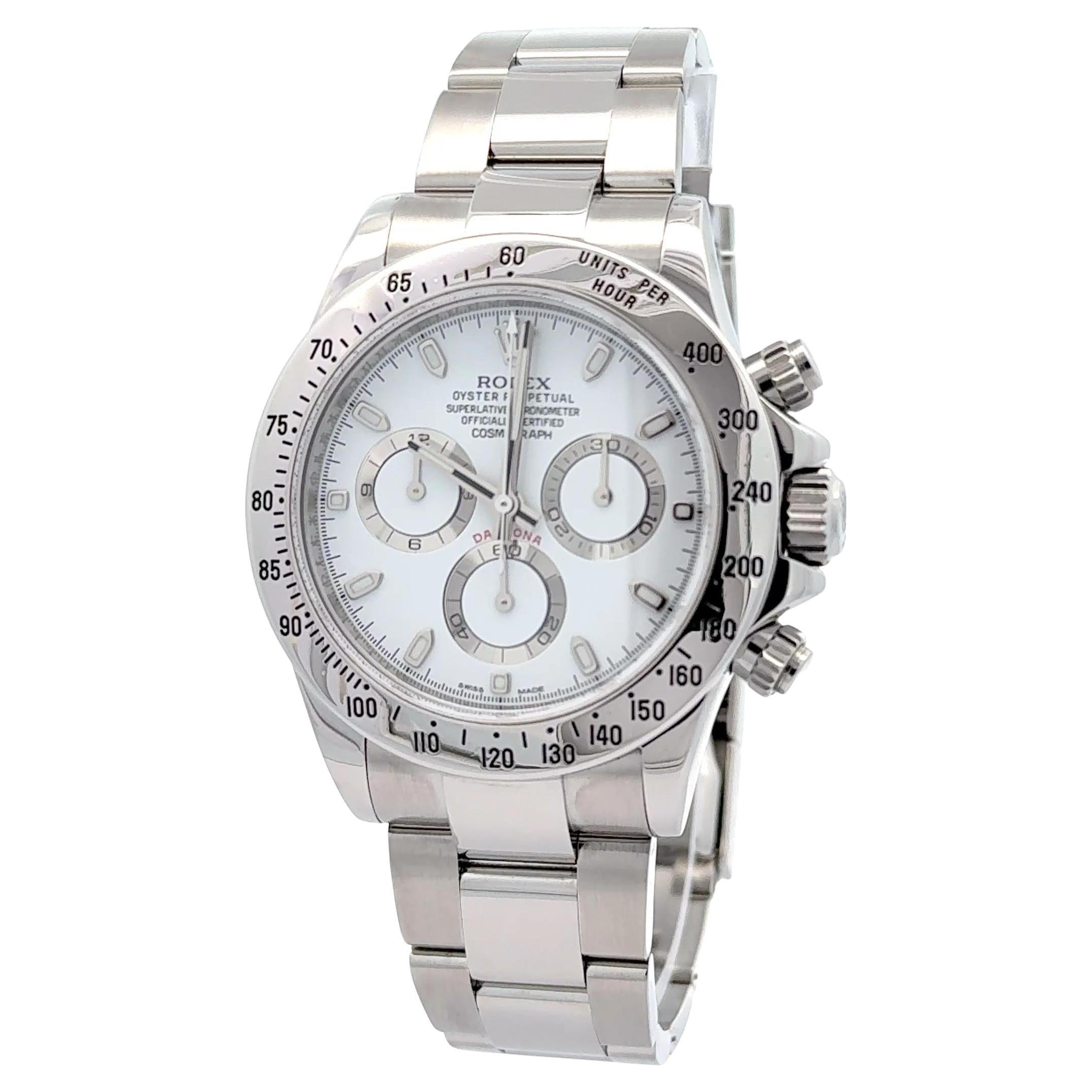 Rolex 2015 Daytona - 116520 Stainless 40mm White Dial Watch w/ Box and Papers For Sale