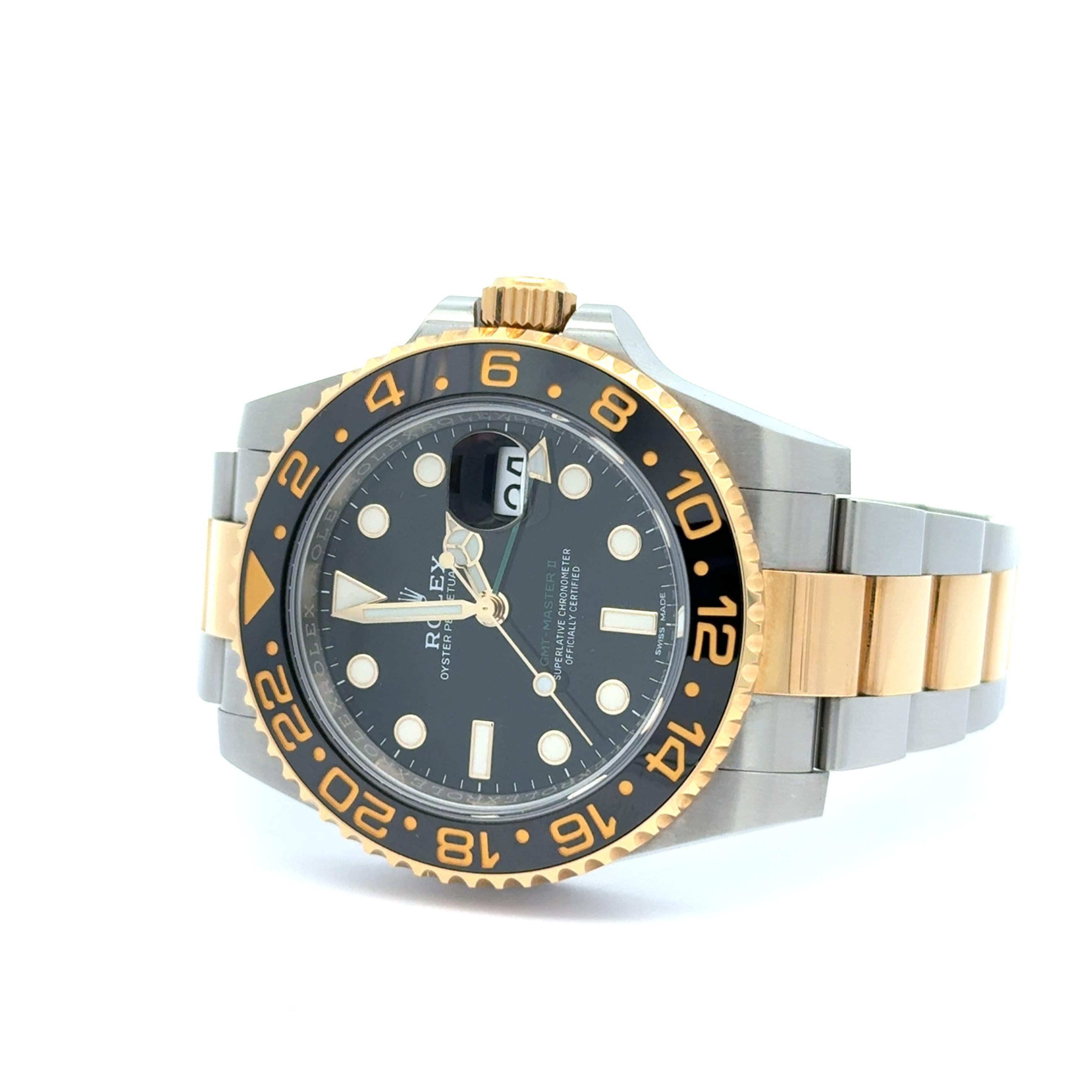 Rolex 2018 GMT-Master 116713LN Reloj de pulsera con esfera negra bicolor c/caja y papeles en venta 1