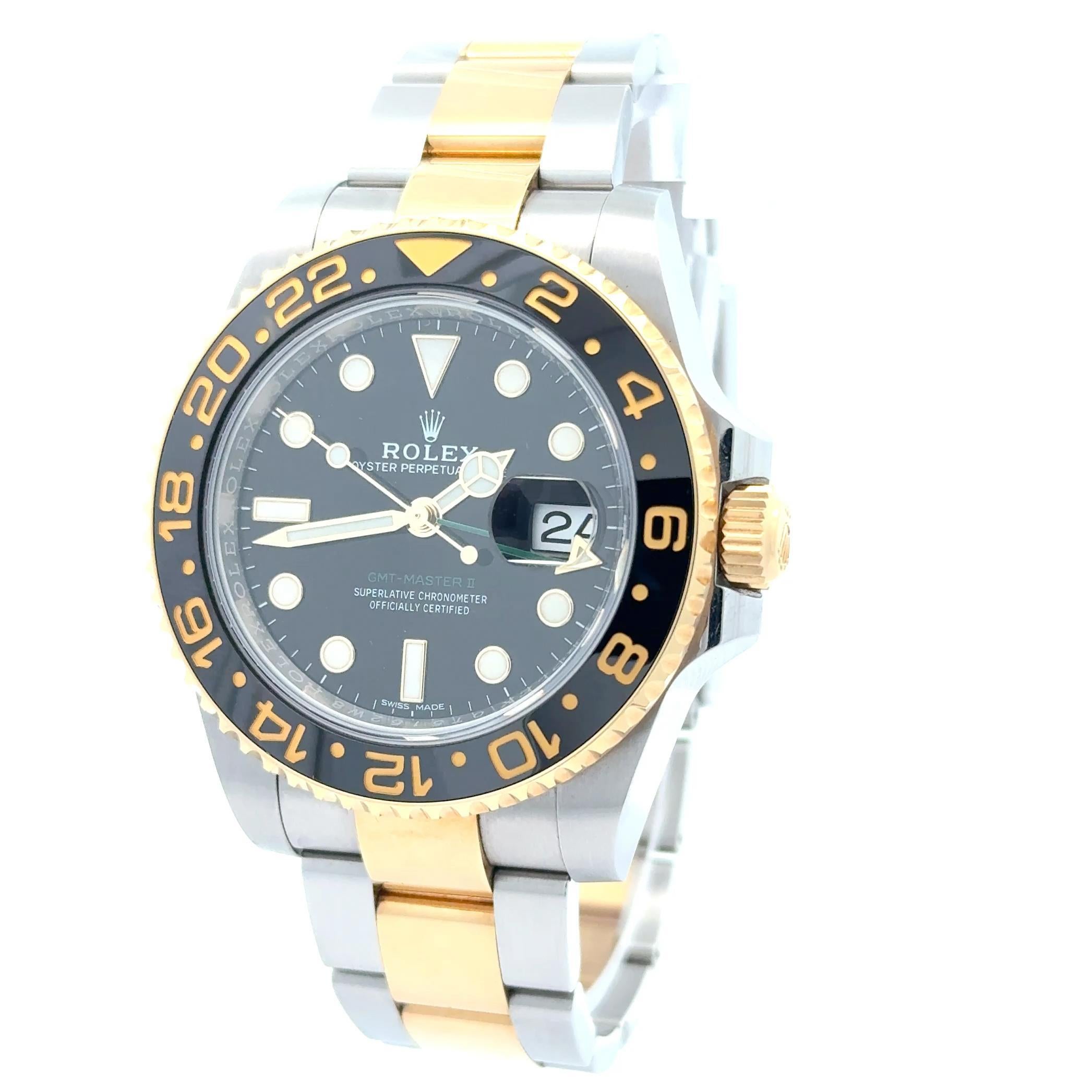 Rolex 2018 GMT-Master II 116713LN 2-Tone Black Dial Wrist Watch w/Box and Papers For Sale