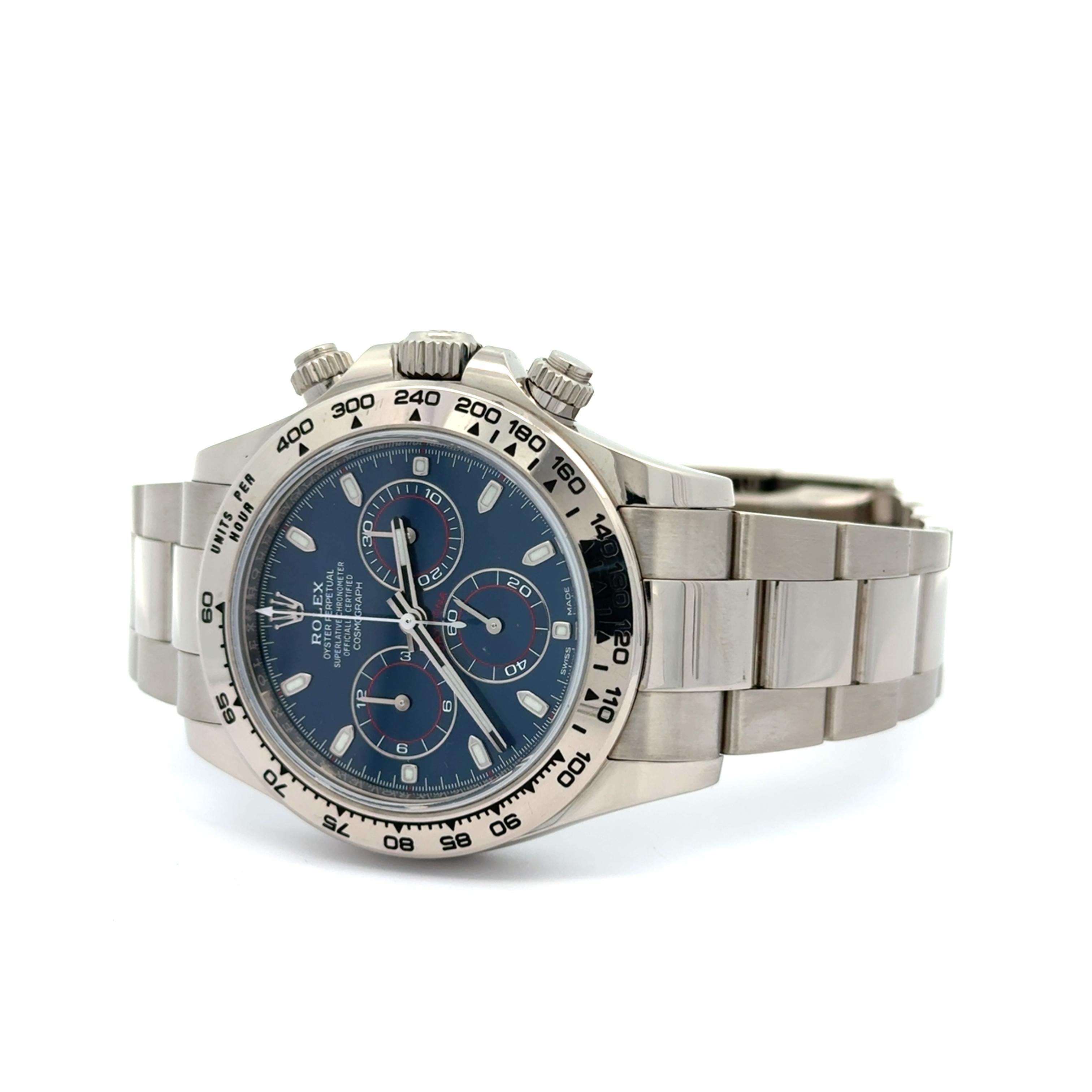 Rolex 2020 Daytona 116509 Oro Bianco Quadrante Blu 40 mm Orologio con Scatola e Documenti in vendita 1