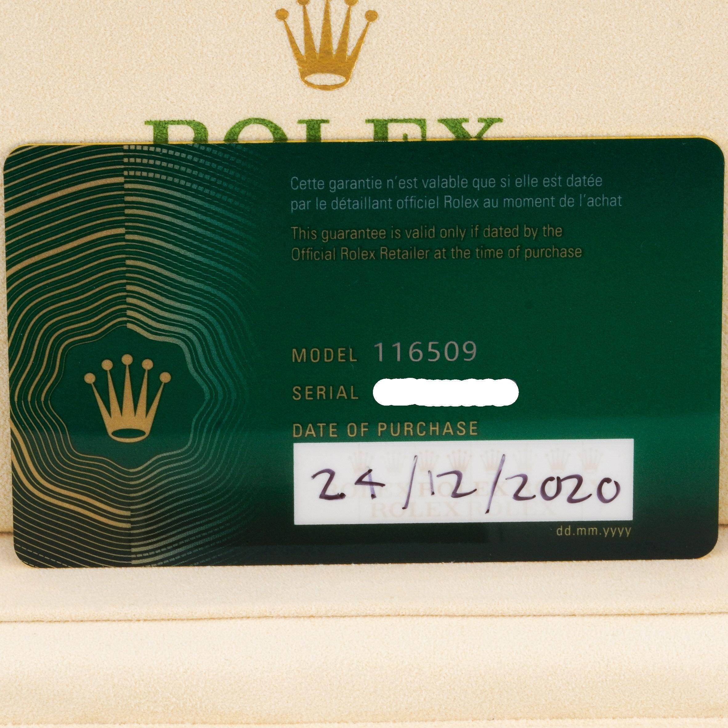 Rolex 2020 Daytona 116509 Oro Bianco Quadrante Blu 40 mm Orologio con Scatola e Documenti in vendita 4