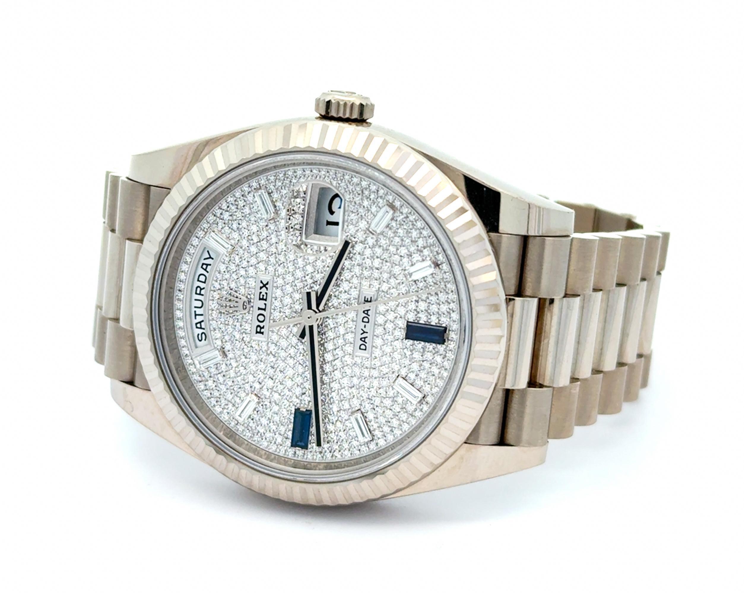 Montre Rolex 2021 Day-Date 40mm M228239-0049 Cadran diamant Indices saphir en vente 2