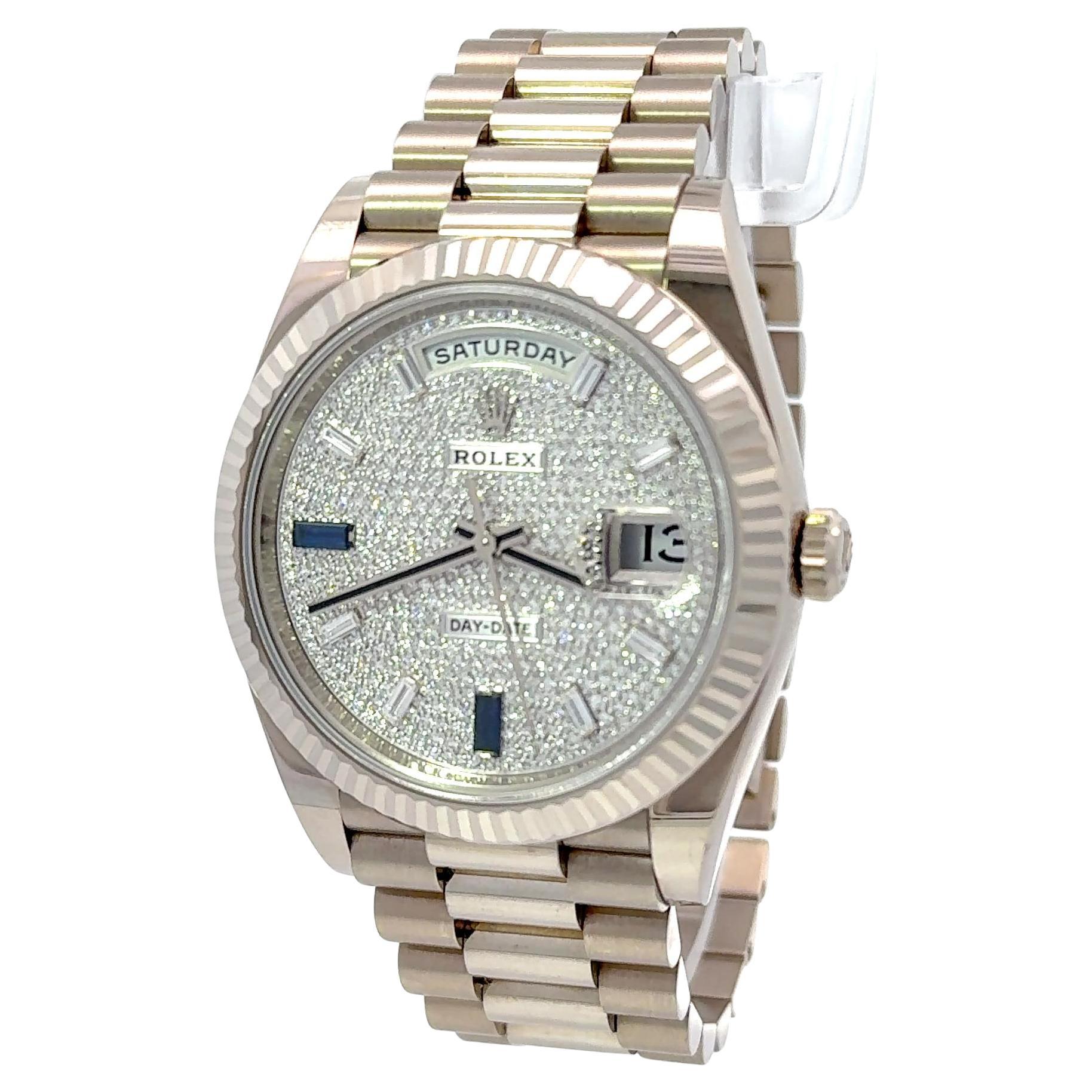 Montre Rolex 2021 Day-Date 40mm M228239-0049 Cadran diamant Indices saphir en vente