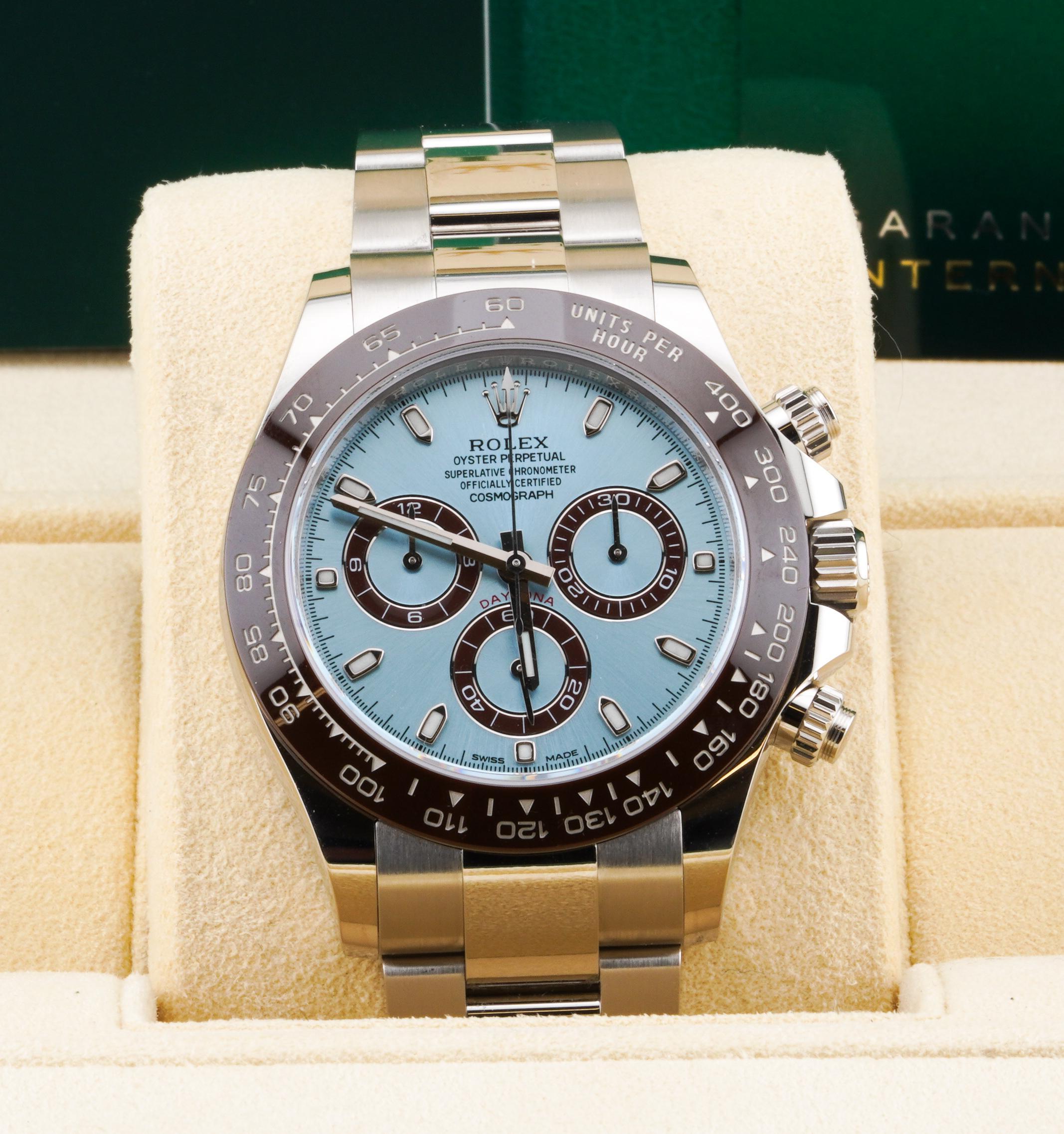Reloj Rolex 2021 Daytona Modelo 116506 Platino Esfera Hielo c/caja y papeles en venta 8