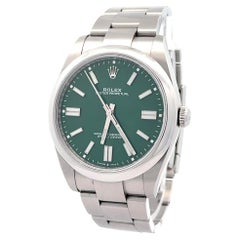 Used Rolex 2022 Oyster Perpetual 124300 Green Dial 41mm Watch w/ Box and Papers