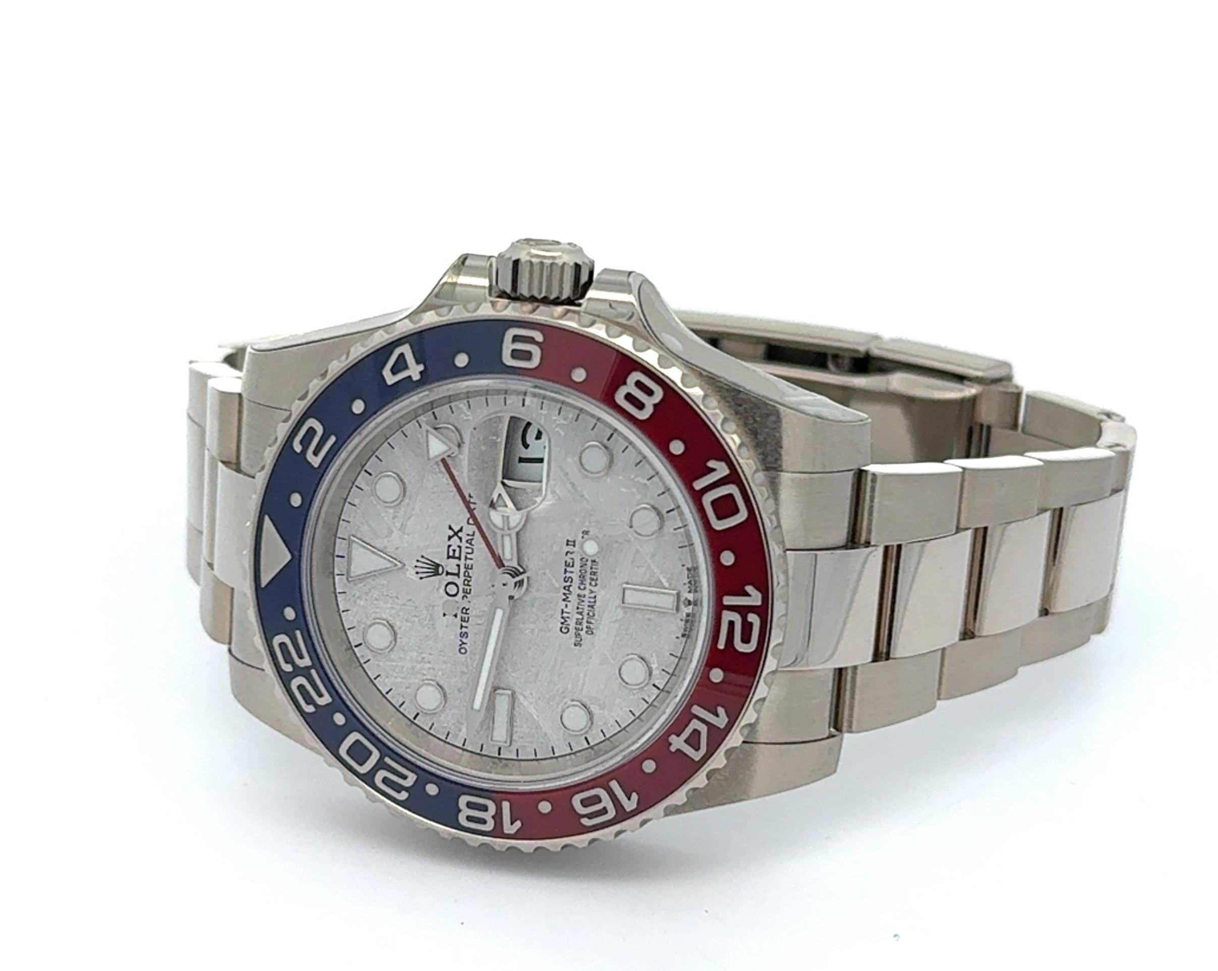 Rolex 2023 GMT-Master II 126719BLRO Reloj de oro con esfera de meteorito con tarjeta y etiqueta en venta 3