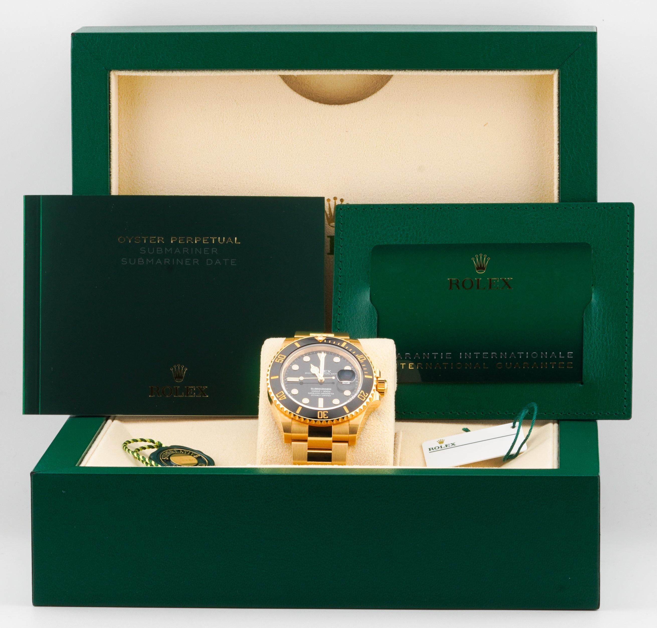 Rolex 2023  Submariner 126618LN 41mm 18k Gold Schwarzes Zifferblatt Uhr w / Box und Papiere im Angebot 4