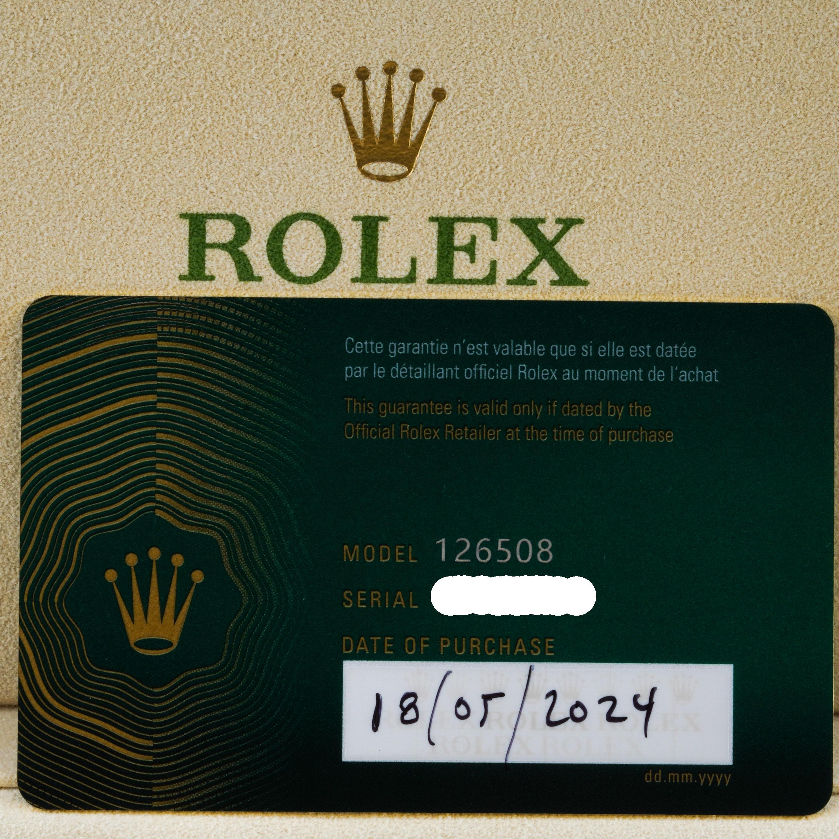 Rolex 2024 Daytona 126508 40mm Oro Giallo Quadrante Nero Orologio con Scatola e Documenti in vendita 5