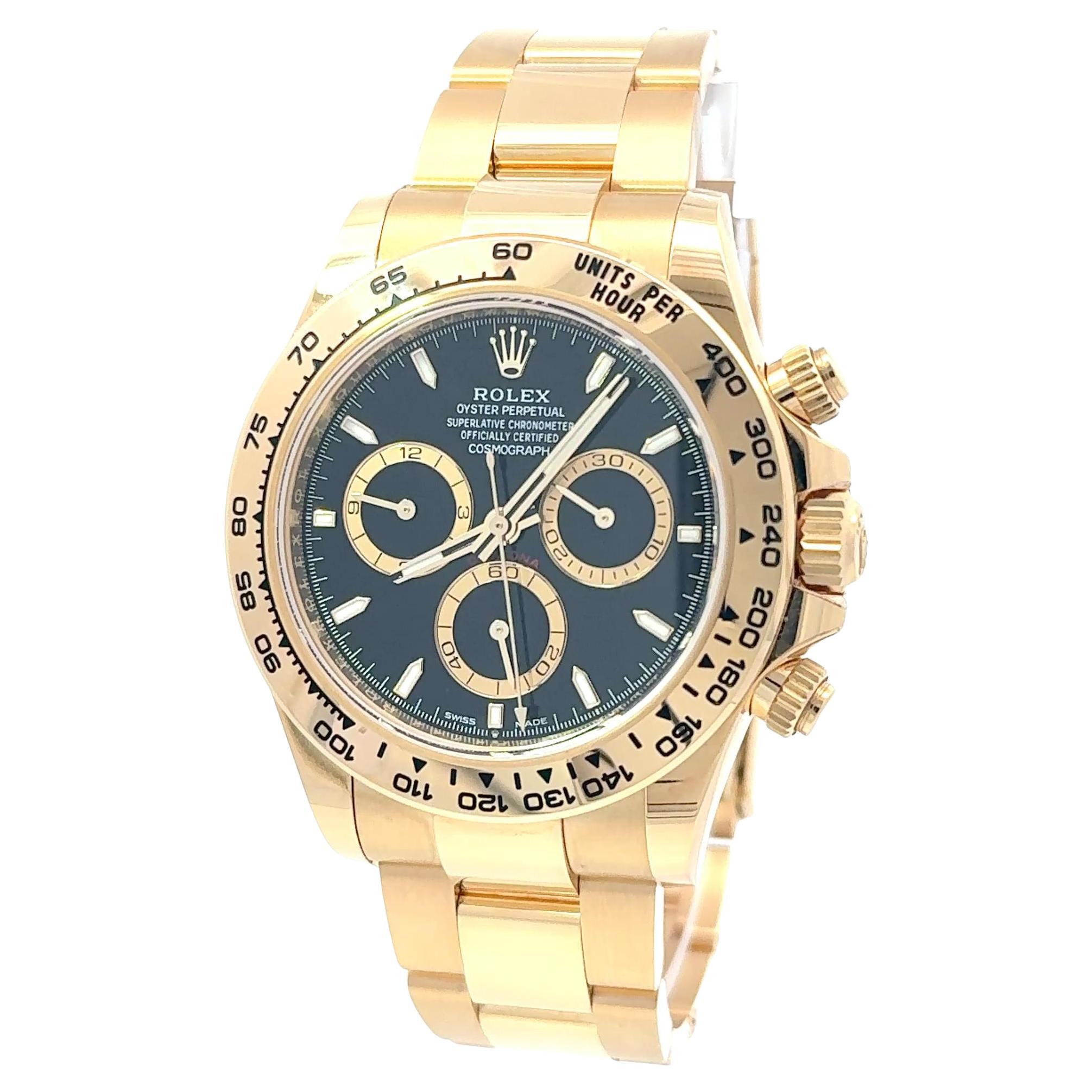 Rolex 2024 Daytona 126508 40mm Oro Giallo Quadrante Nero Orologio con Scatola e Documenti in vendita