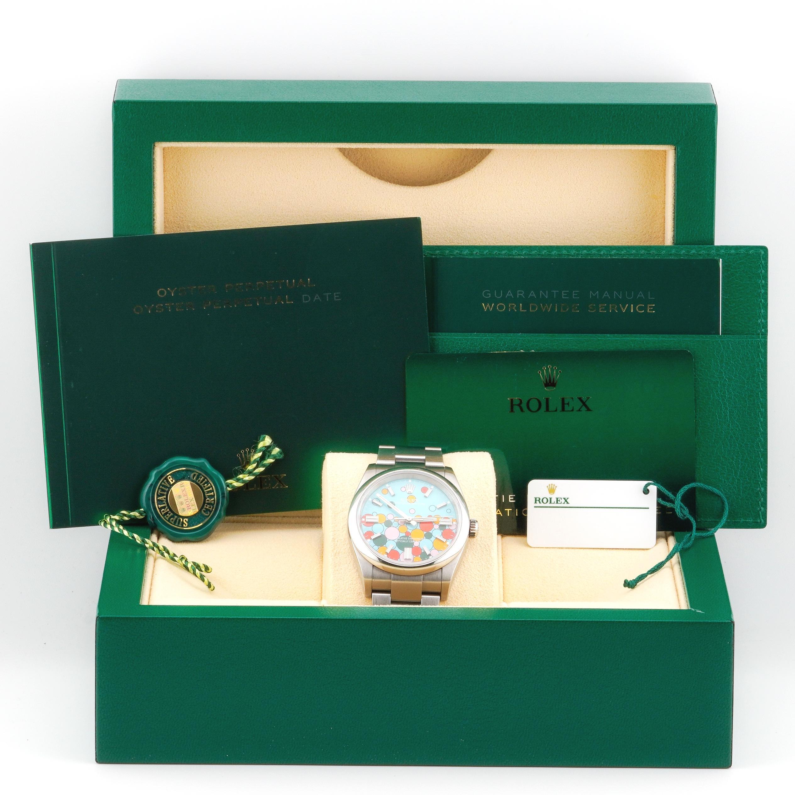 Rolex 2024 Oyster Perpetual 126000 36mm Celebration Dial Uhr w / Box und Papiere im Angebot 6