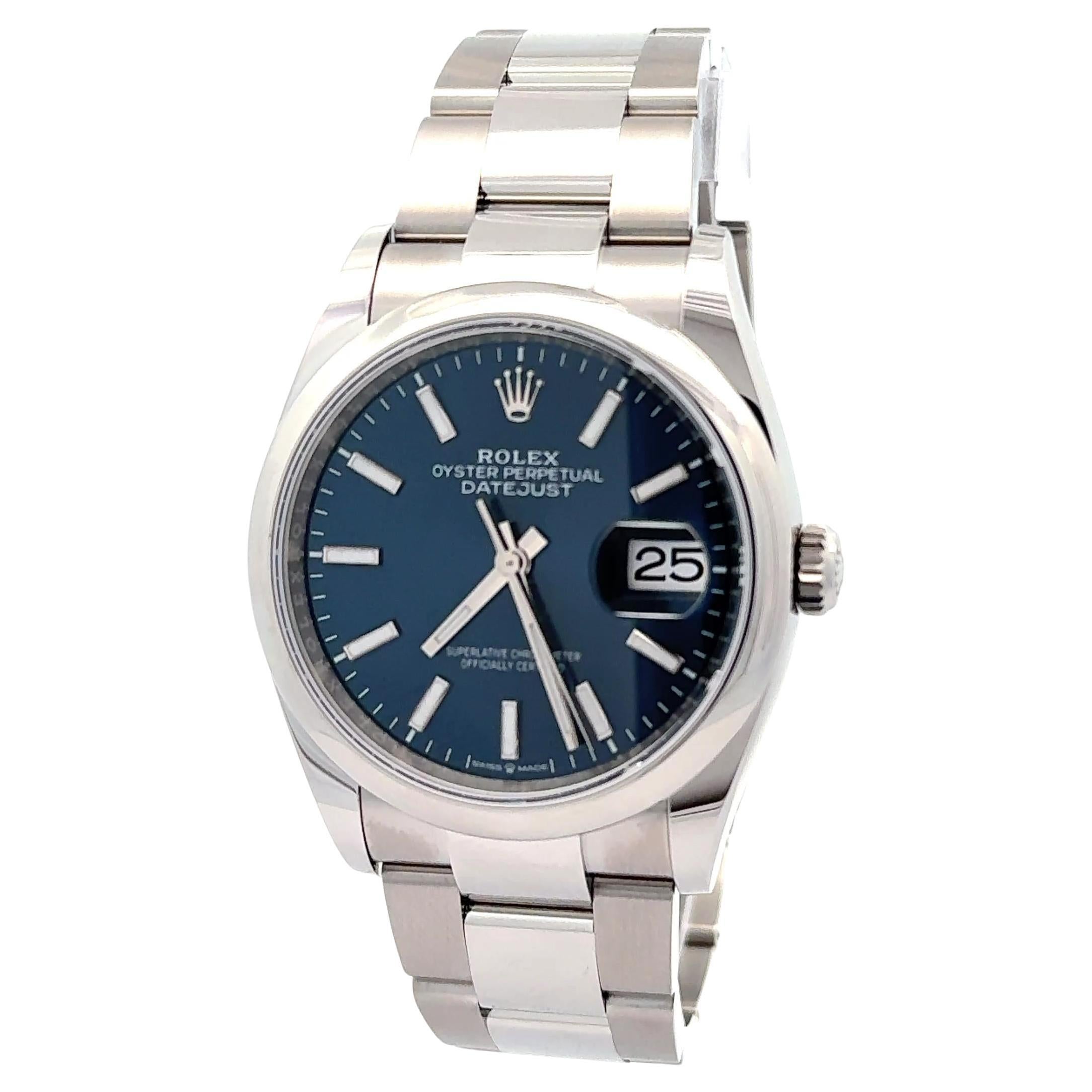 Rolex 2025 Datejust 126200 Quadrante Blu 36mm Oyster Orologio con Scatola e Documenti