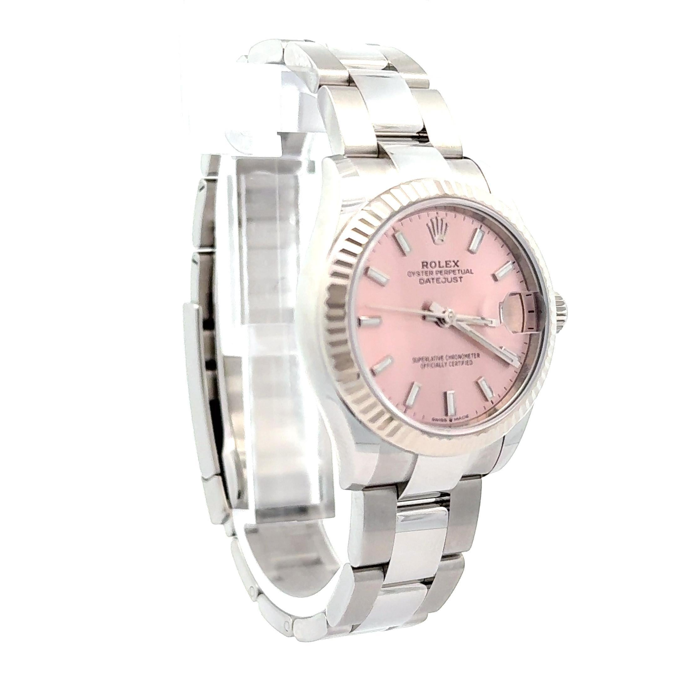 Rolex 2025 Datejust 278274 Esfera rosa Reloj de acero inoxidable de 31 mm con caja y papeles en venta 1