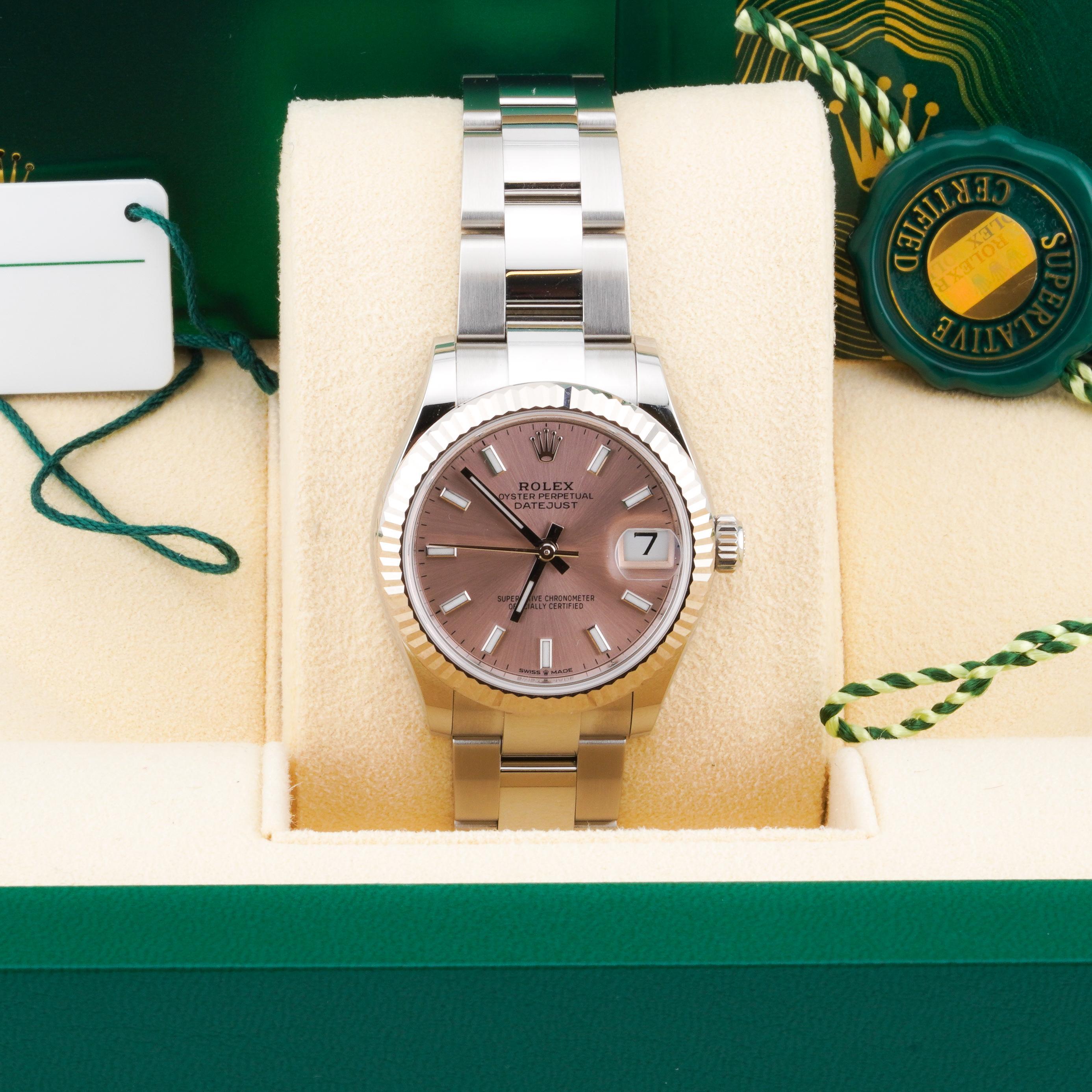 Rolex 2025 Datejust 278274 Esfera rosa Reloj de acero inoxidable de 31 mm con caja y papeles en venta 4