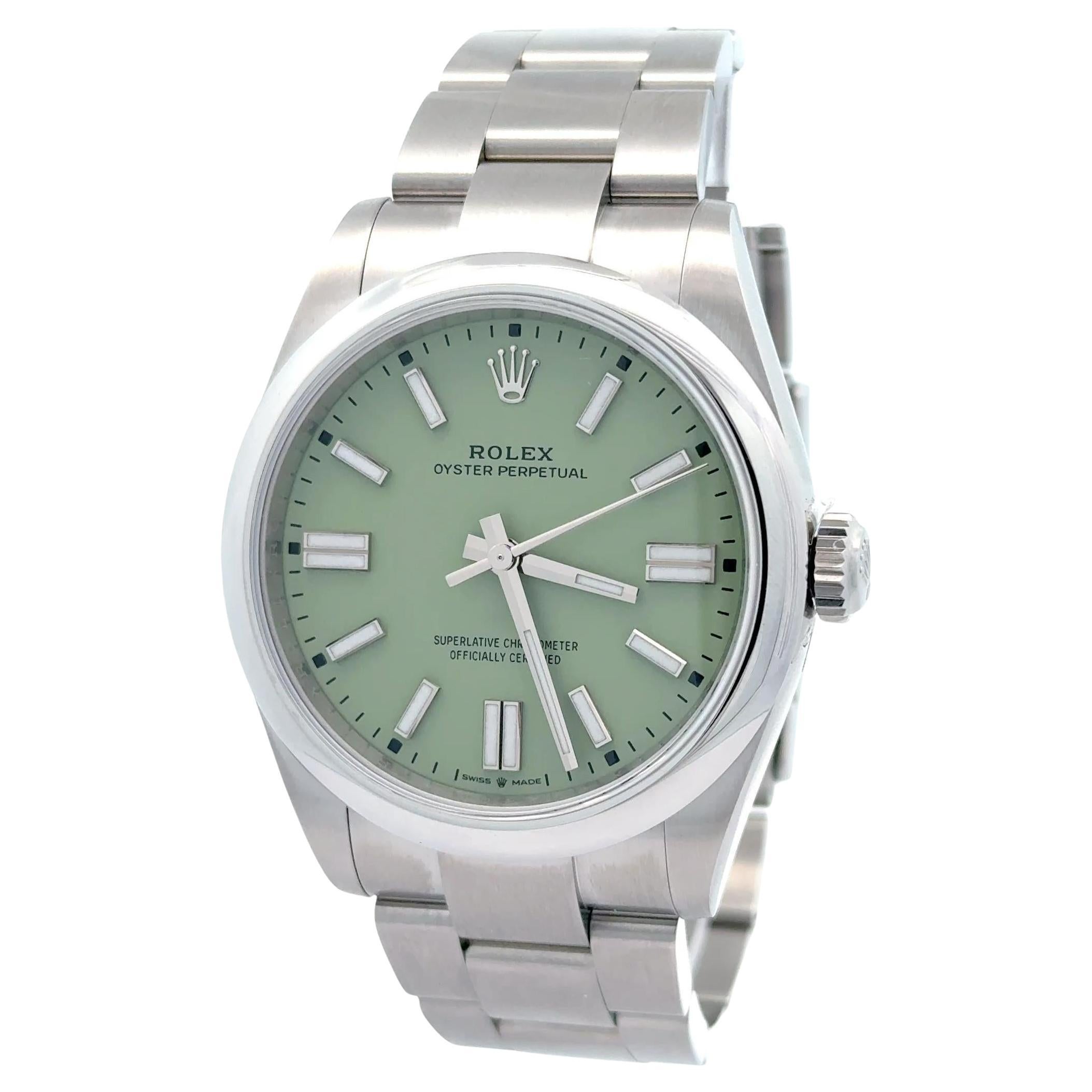 Rolex 2025 Oyster Perpetual 134300 41mm Pistachio Dial Watch w/ Box and Papers