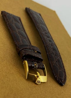 Rolex 20mm Brown Leather Strap & 18K Solid Yellow Gold 750 Rolex Clasp 16mm.