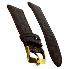 Rolex 20mm Brown Leather Strap & 18K Solid Yellow Gold 750 Rolex Clasp 16mm.