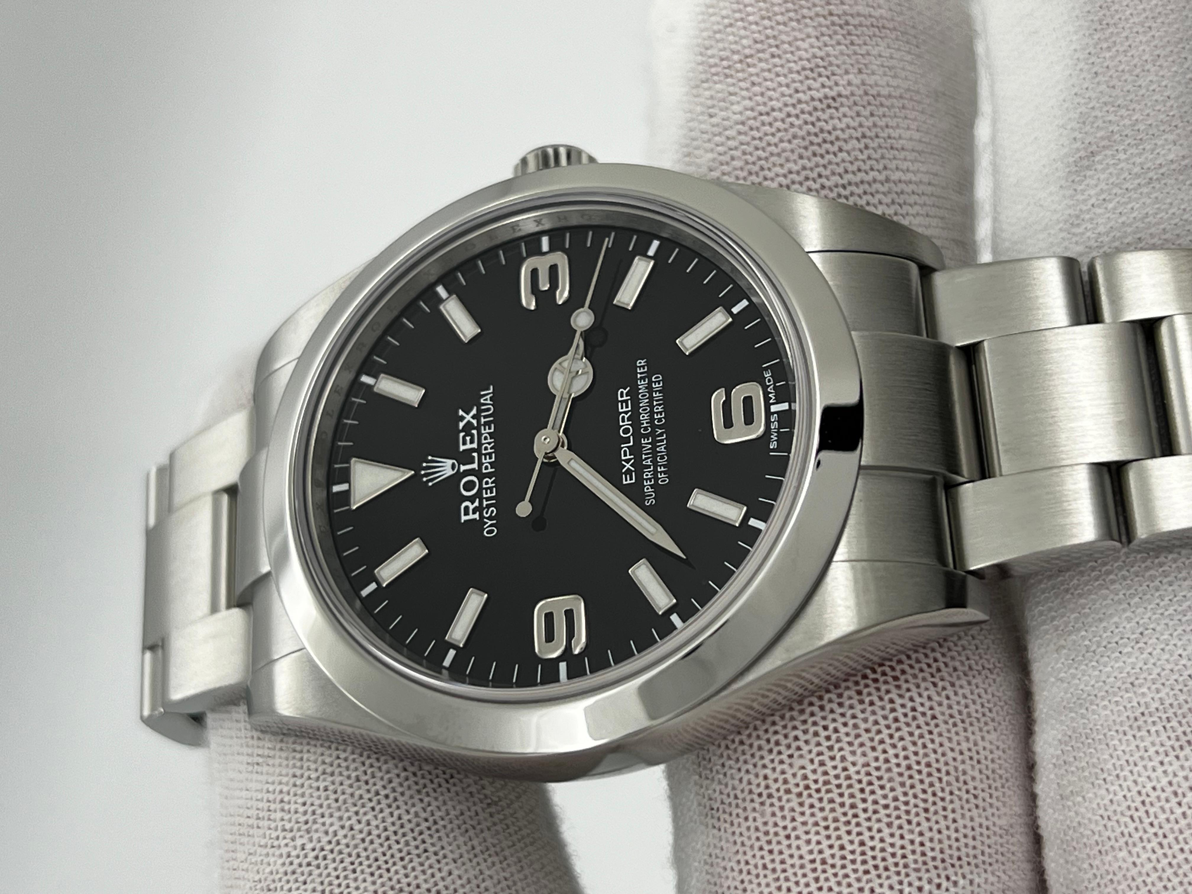 Uomo Rolex 214270 Explorer 39mm Quadrante Nero Acciaio Inox