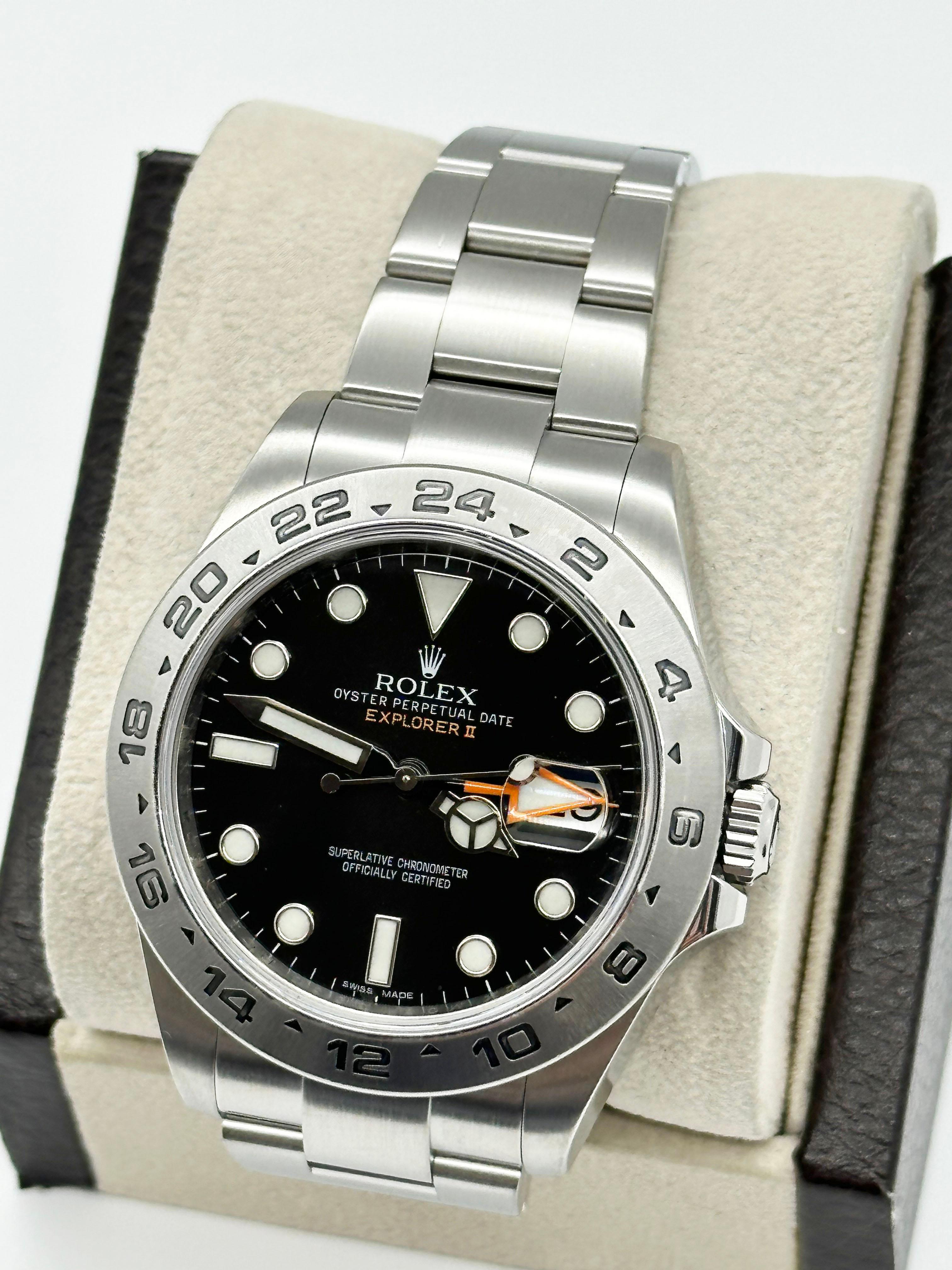 Rolex Explorer II 216570 42mm Schwarzes Zifferblatt Edelstahl Rolex Box im Zustand „Hervorragend“ in San Diego, CA