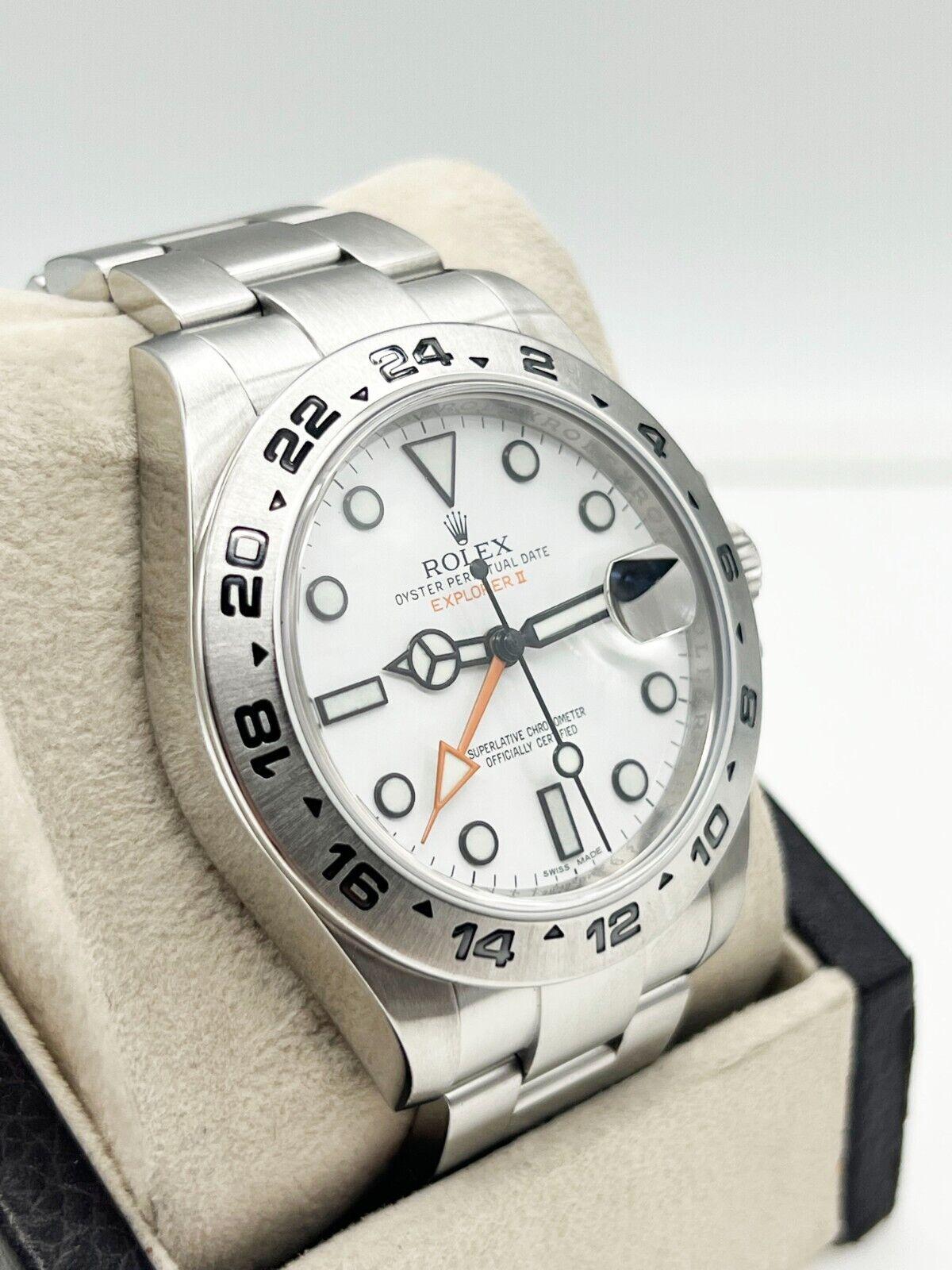 Style Number: 216570

Serial: M2983***

Year: 2010 - Now

Model: Explorer II 

Case Material: Stainless Steel  

Band: Stainless Steel 

Bezel: Stainless Steel 

Dial: White  

Face: Sapphire Crystal 

Case Size: 42mm 

Includes: 

-Elegant Watch