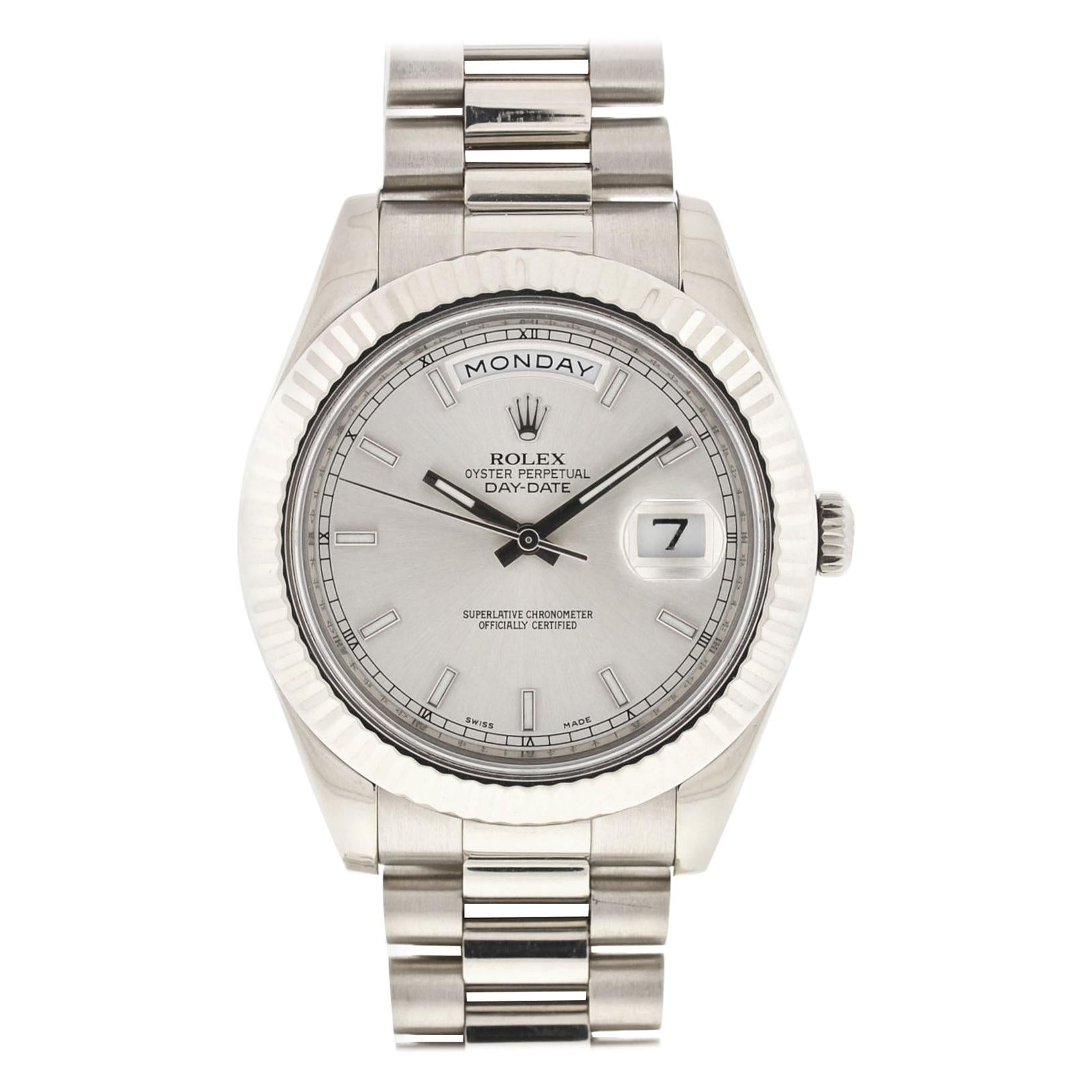 Rolex 218239 President Day Date II 18 Karat White Gold Automatic Watch