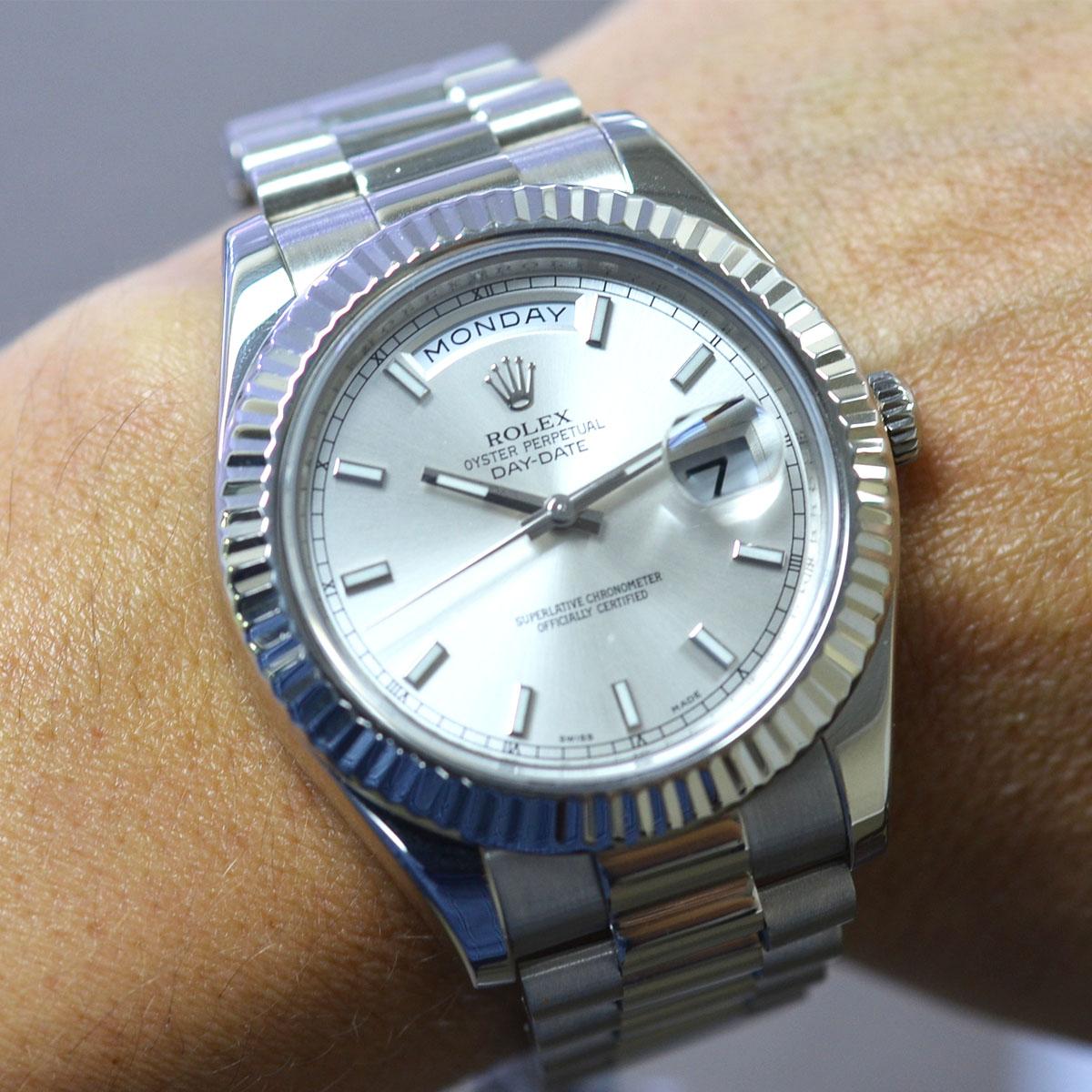 Rolex 218239 President Day Date II 18 Karat White Gold Automatic Watch 5