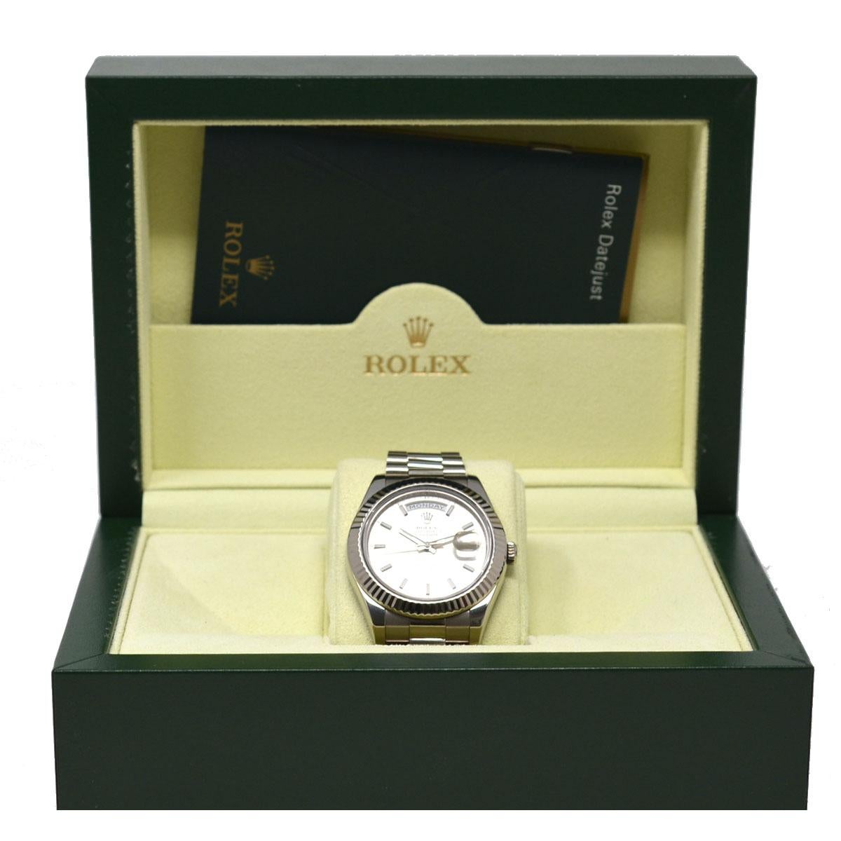 Rolex 218239 President Day Date II 18 Karat White Gold Automatic Watch 4