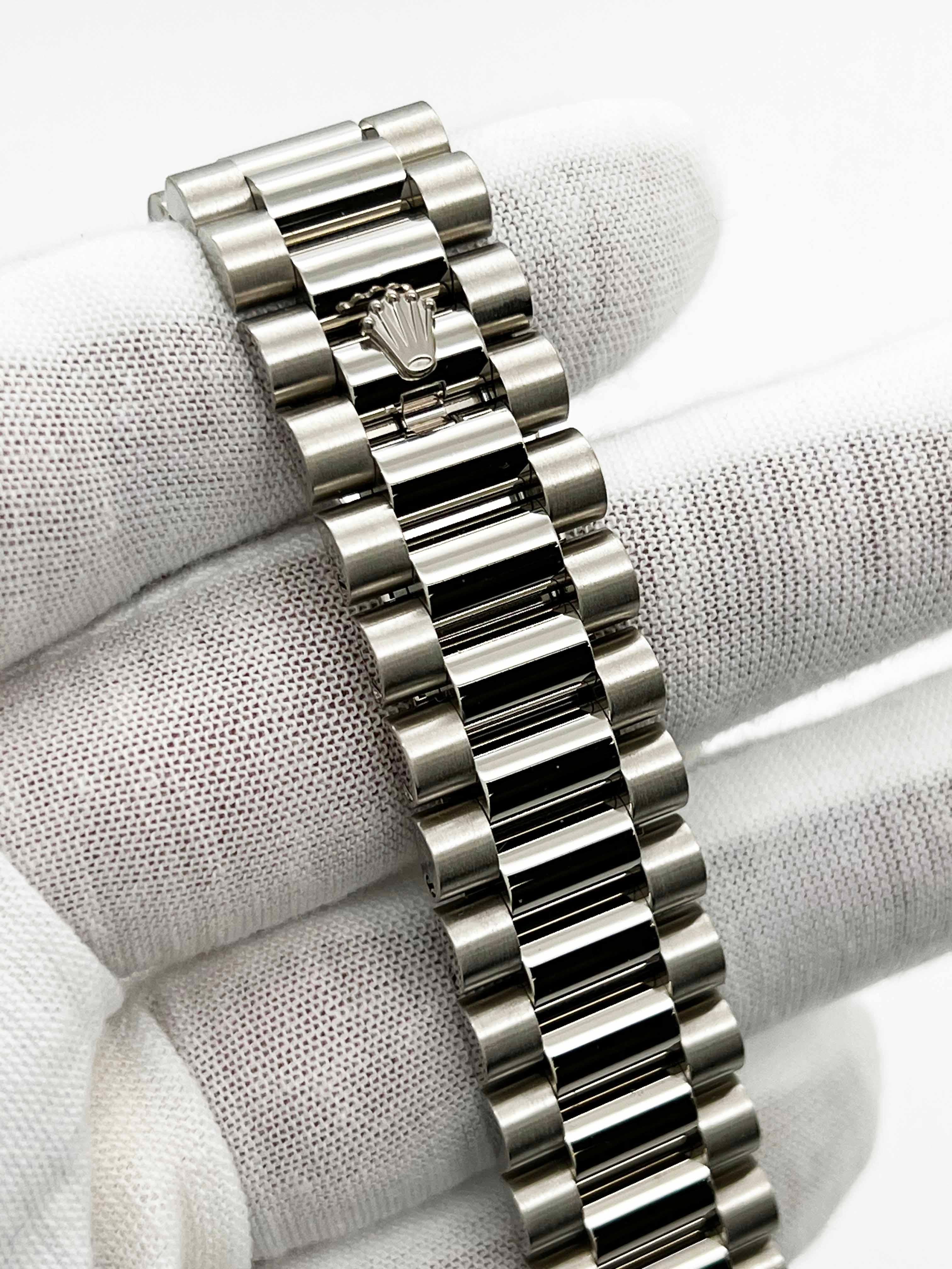 Rolex 218239 President Day Date II 41mm Silver Dial 18K White Gold Box Paper For Sale 1