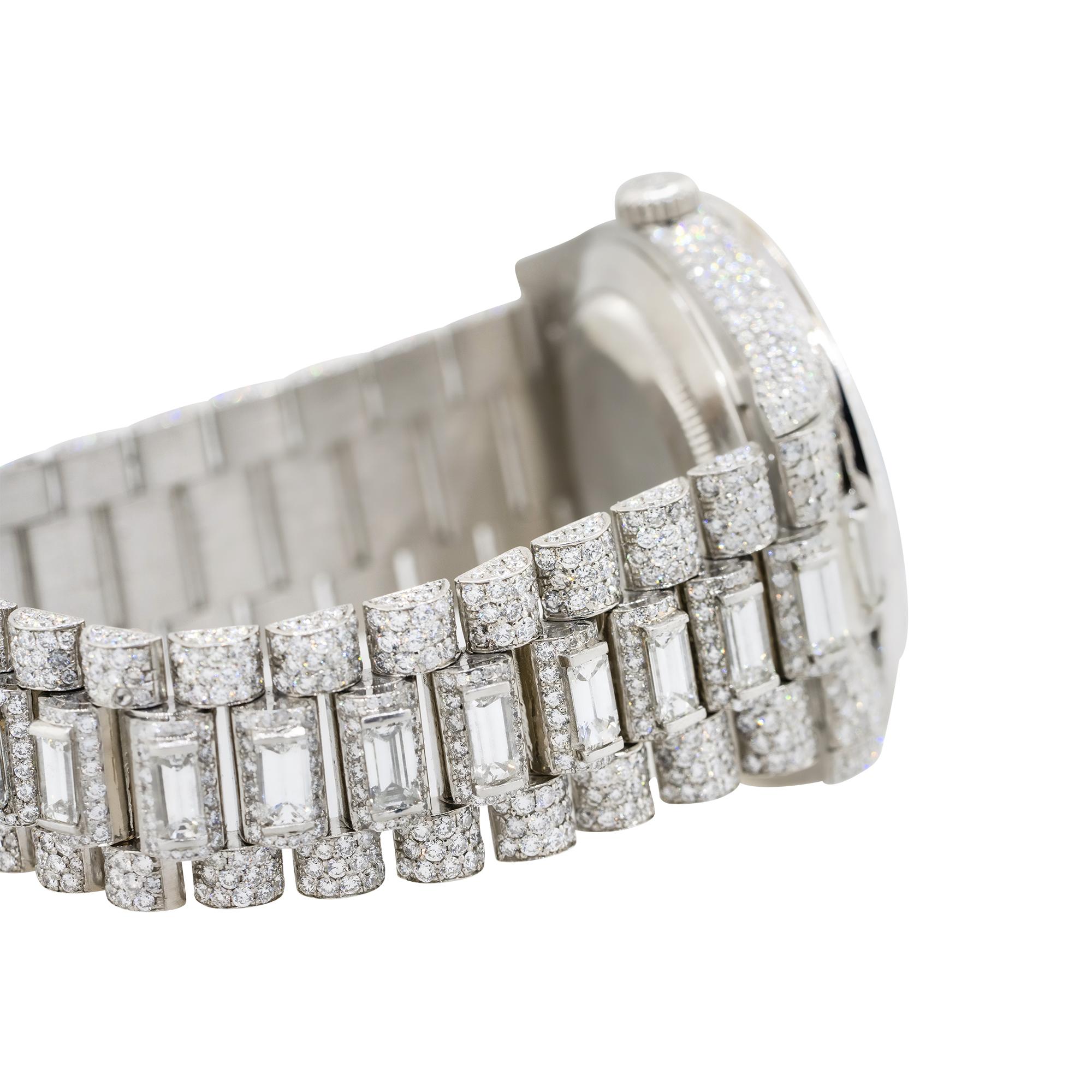 Rolex 228206 Day-Date Platinum All Diamond Presidential Watch In Excellent Condition In Boca Raton, FL