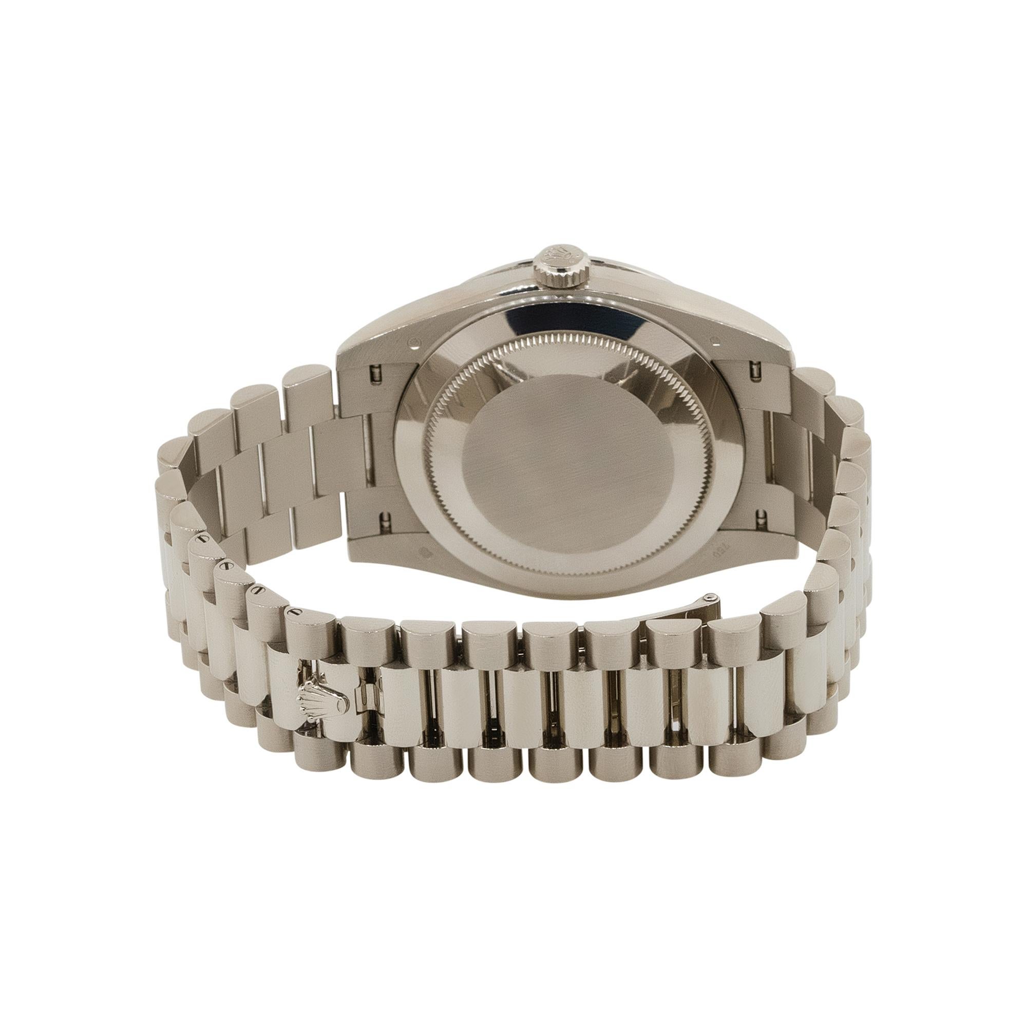 Rolex 228349RBR Day-Date Montre en or blanc 18 carats avec cadran en diamant météorite Unisexe en vente